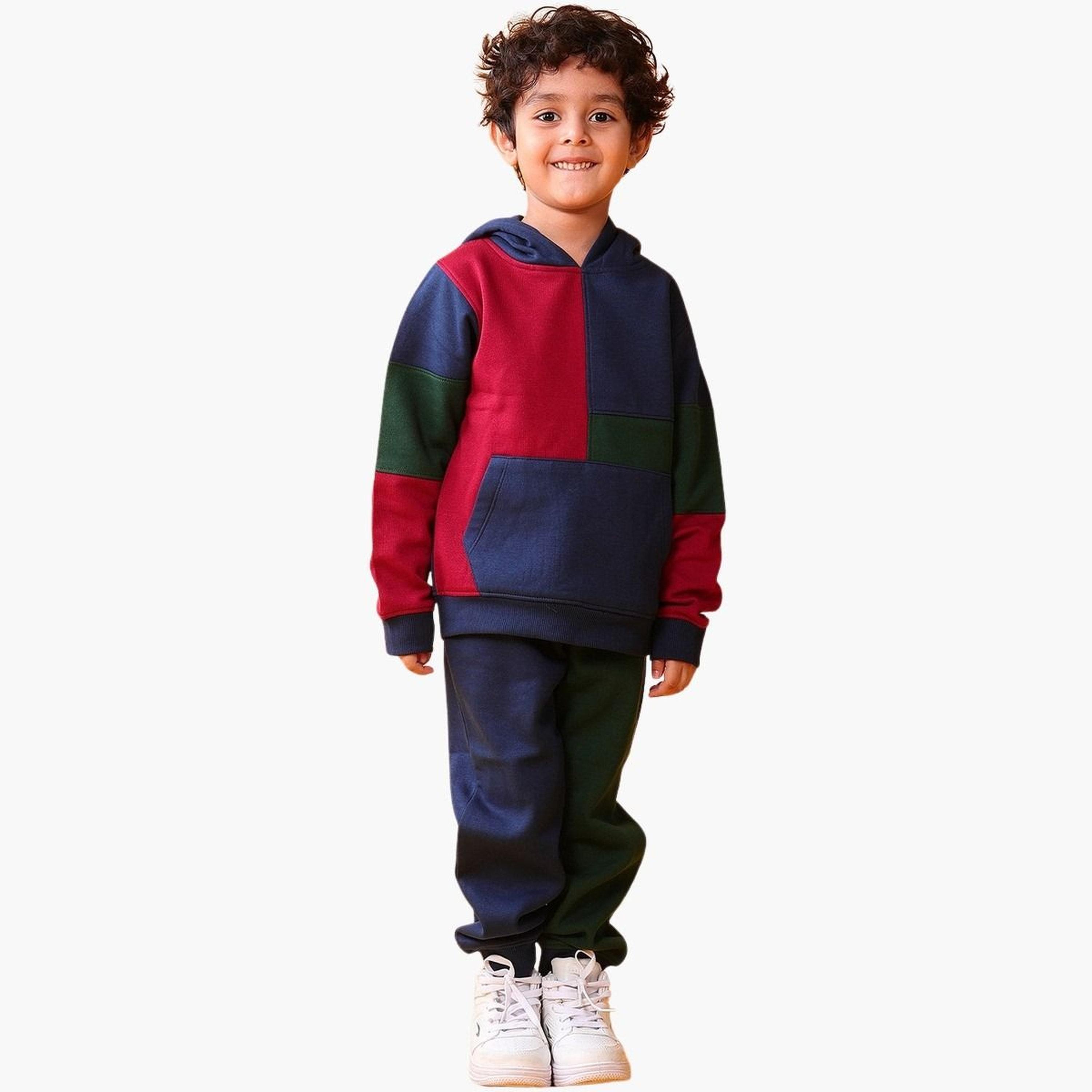 انثريلو - هودي وبنطال رياضي من الصوف بألوان متعددة للأطفال-boys-clothing-setsandcoords-image-2