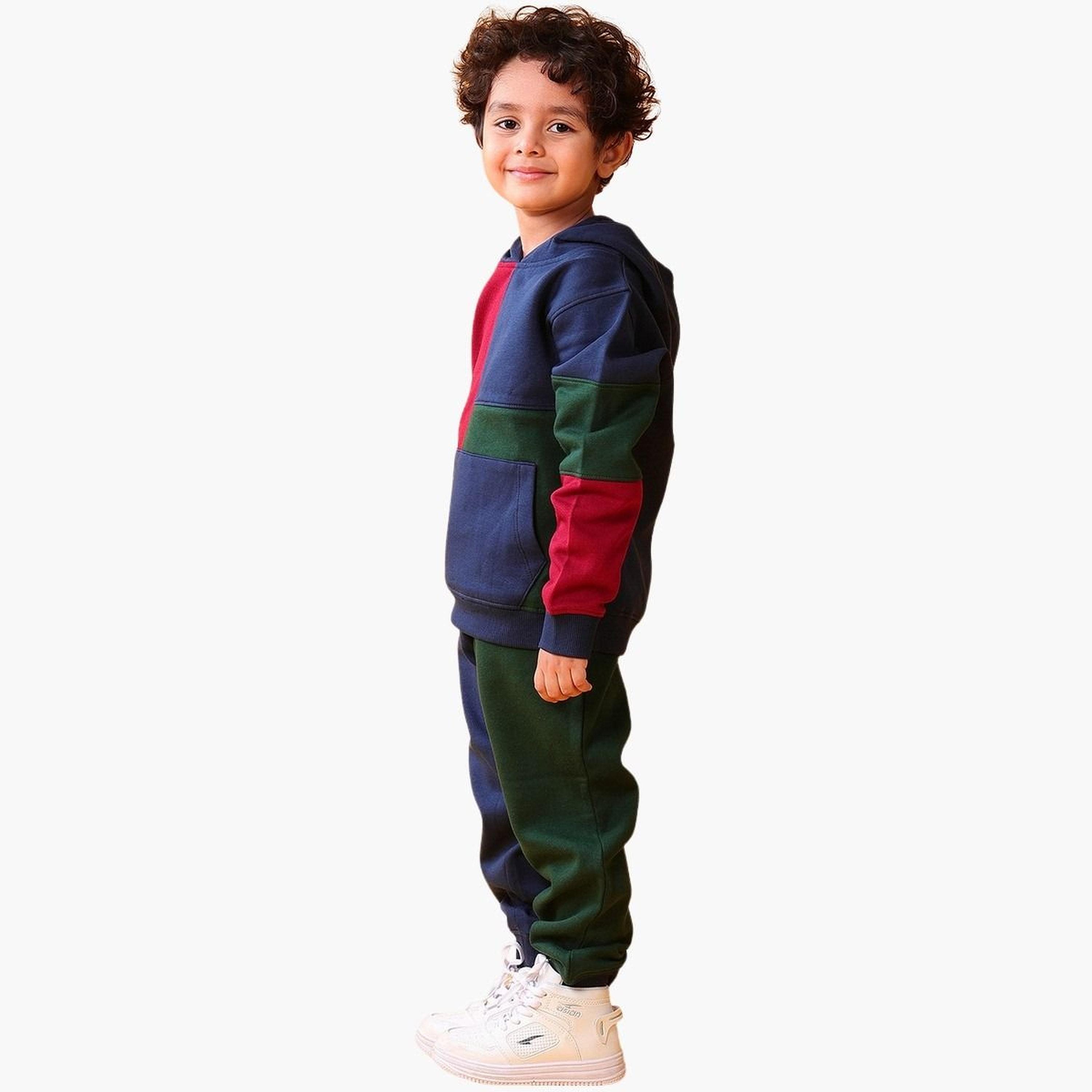 انثريلو - هودي وبنطال رياضي من الصوف بألوان متعددة للأطفال-boys-clothing-setsandcoords-image-4