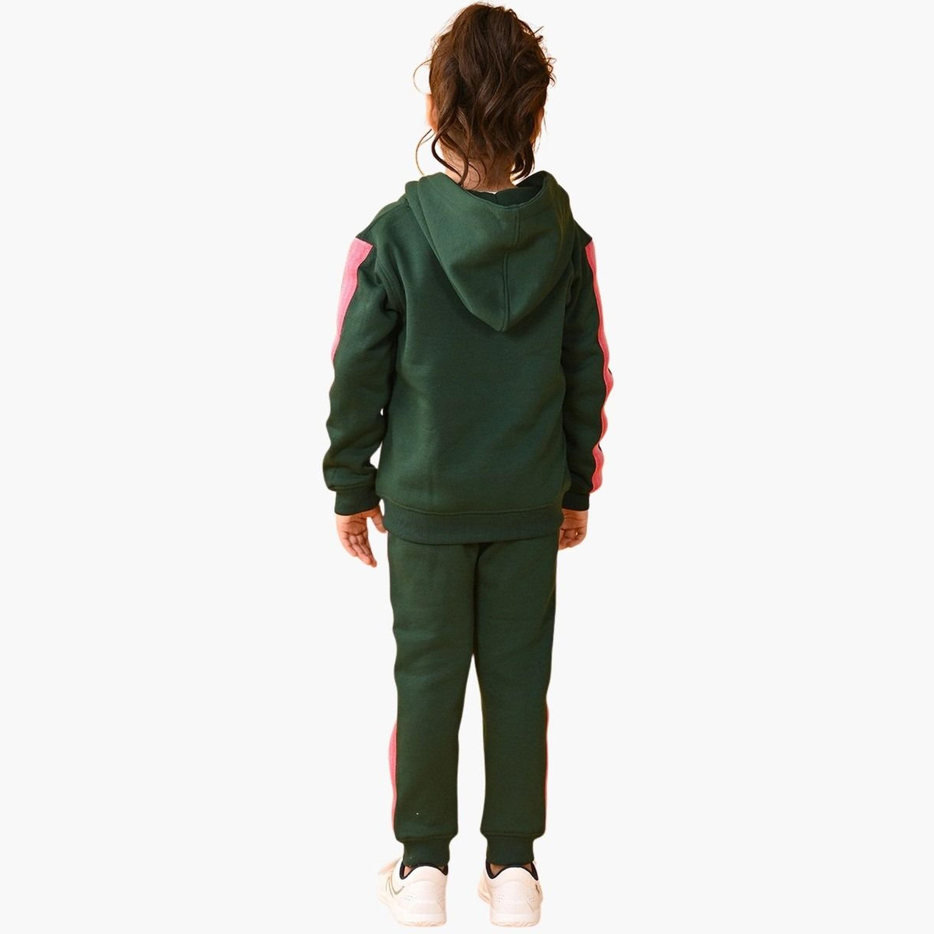 انثريلو - هودي وبنطال رياضي من الصوف الزيتوني الوردي اللامع-girls-clothing-setsandcoords-image-3