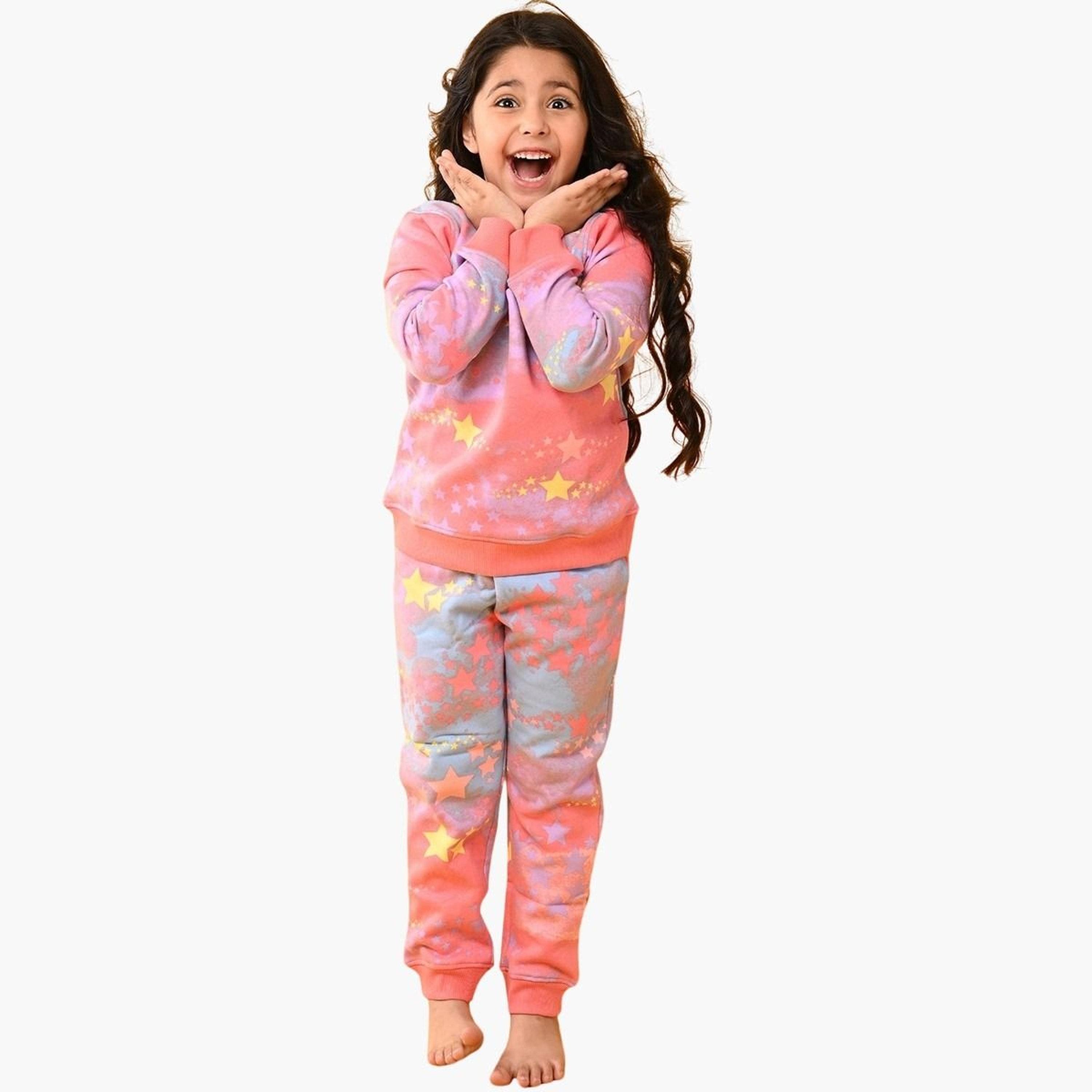 انثريلو - طقم سويت شيرت وبنطال رياضي من الصوف بتصميم نجمة مصبوغة-girls-clothing-setsandcoords-image-1