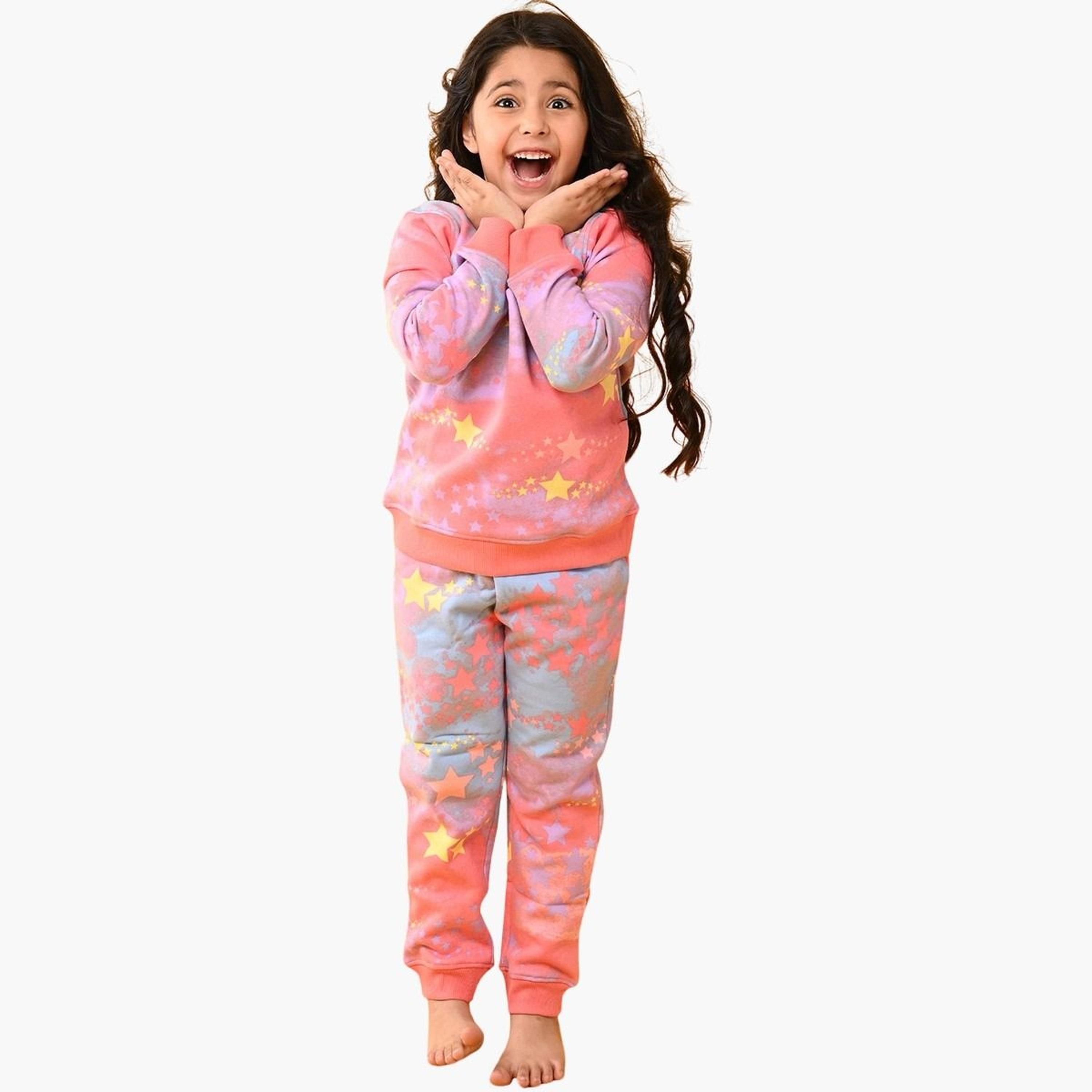 Anthrilo Tie Dye Star Fleece Sweatshirt and Jogger Set-girls-clothing-setsandcoords-image-2