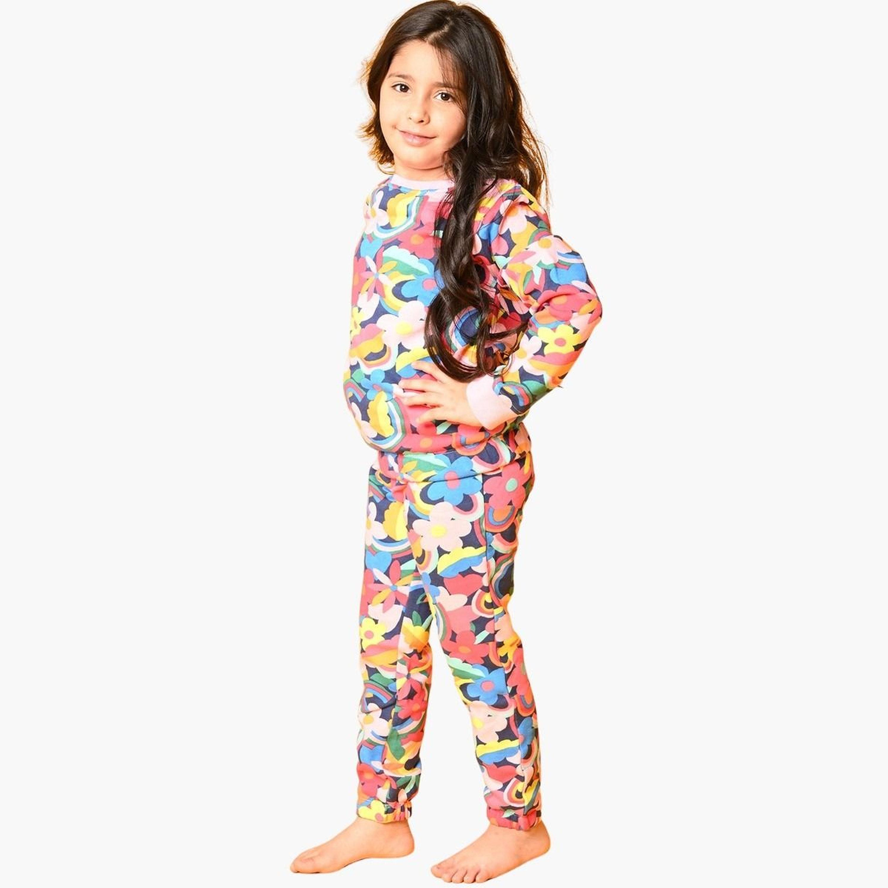 Anthrilo Fun Floral Fleece Sweatshirt and Joggers Set-girls-clothing-setsandcoords-image-5