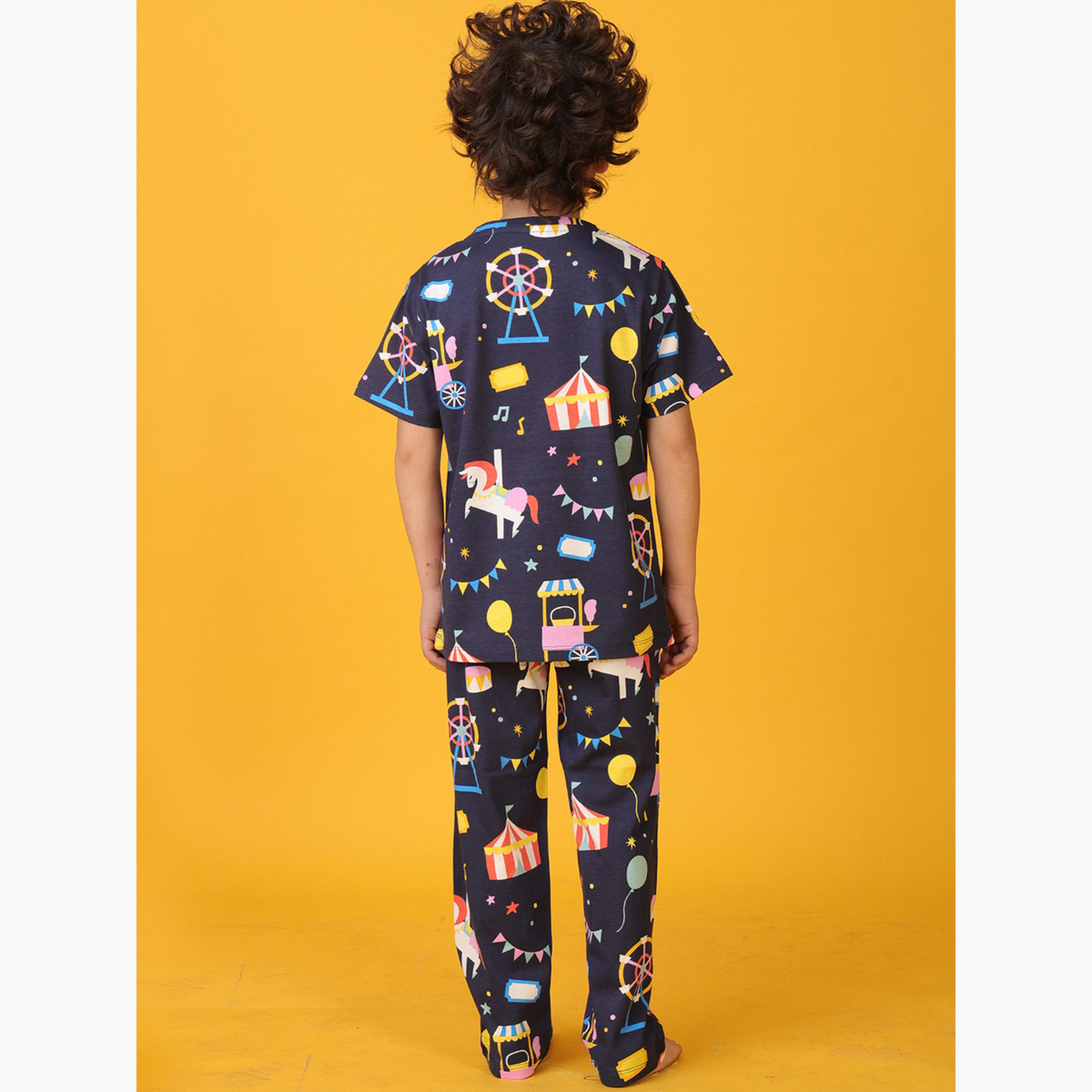 Anthrilo Kids Carnival Circus Cotton T-Shirt and Pants Set-boys-clothing-setsandcoords-image-2