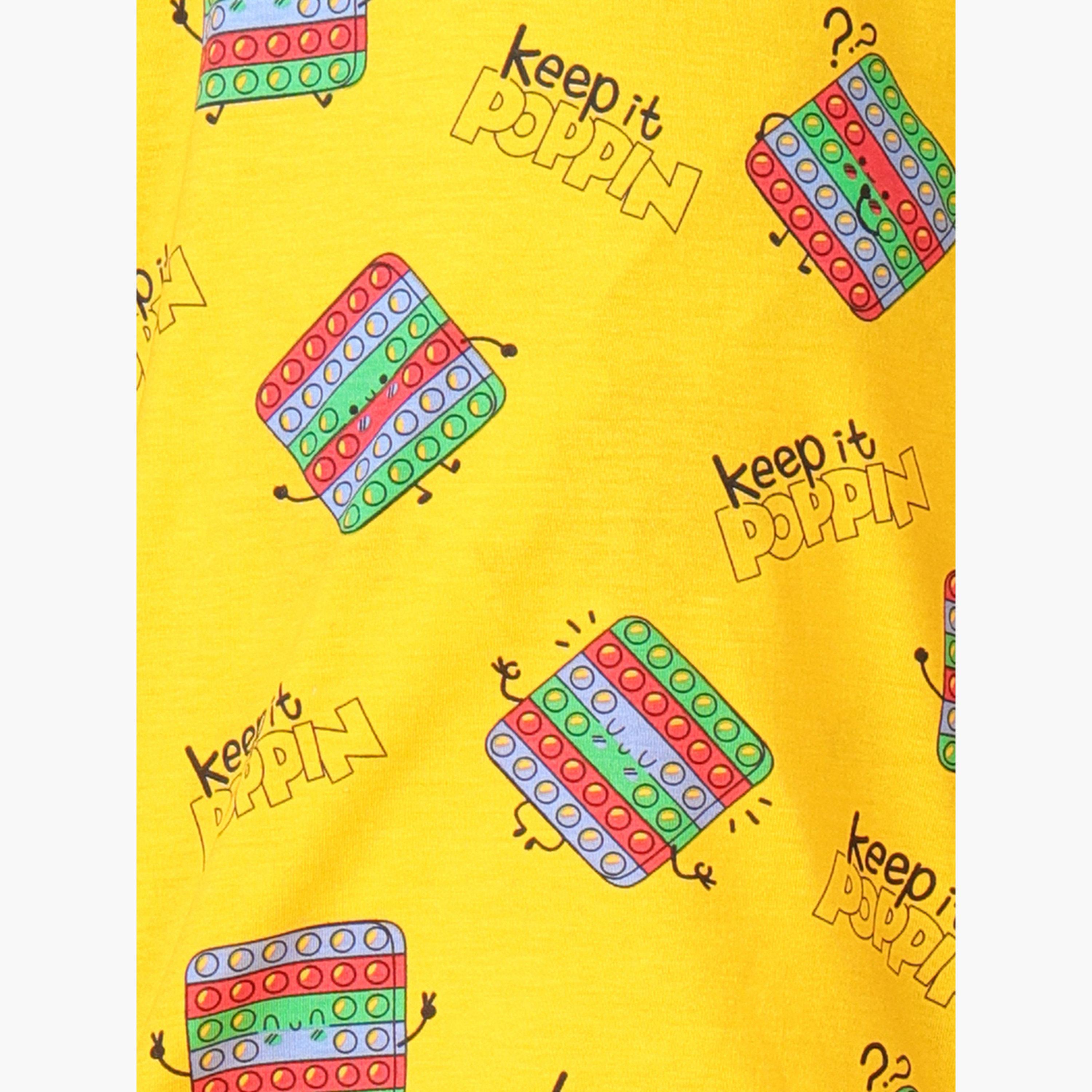 Anthrilo Girls Yellow Pop It Cotton T-Shirt and Pants Set-girls-clothing-setsandcoords-image-4