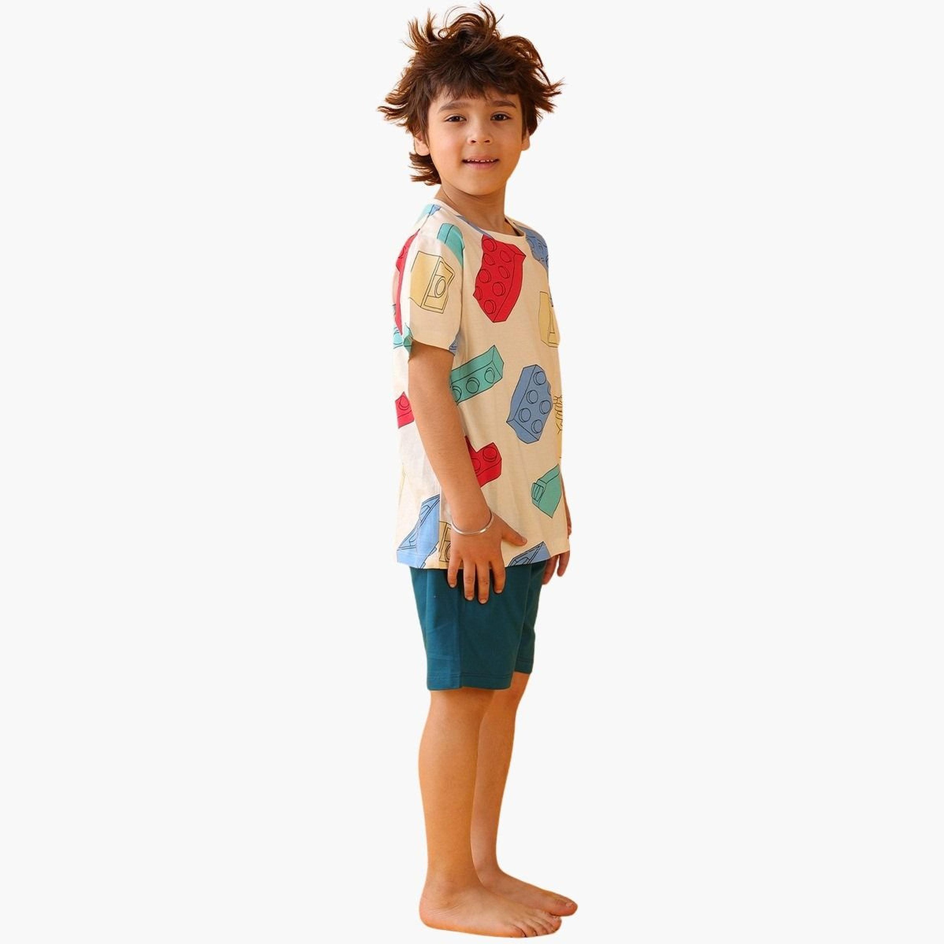 Anthrilo Kids Cotton Block Print T-Shirt and Short Set-boys-clothing-setsandcoords-image-2