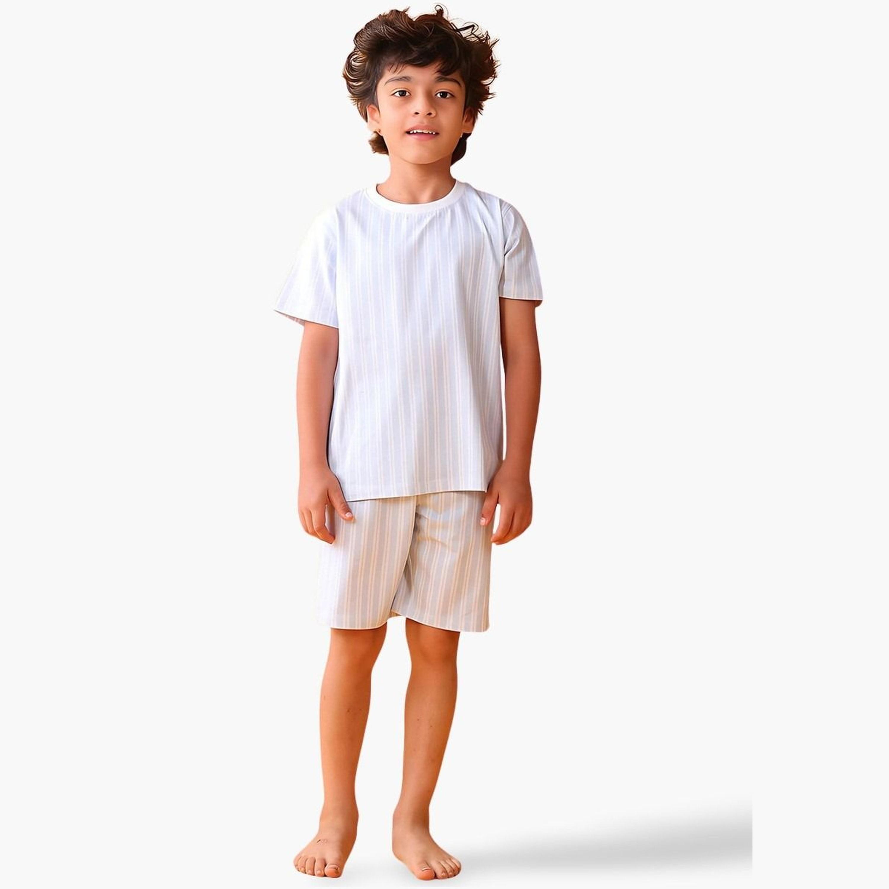 Anthrilo Kids Striped Cotton T-Shirt and Short Set-boys-clothing-setsandcoords-image-1