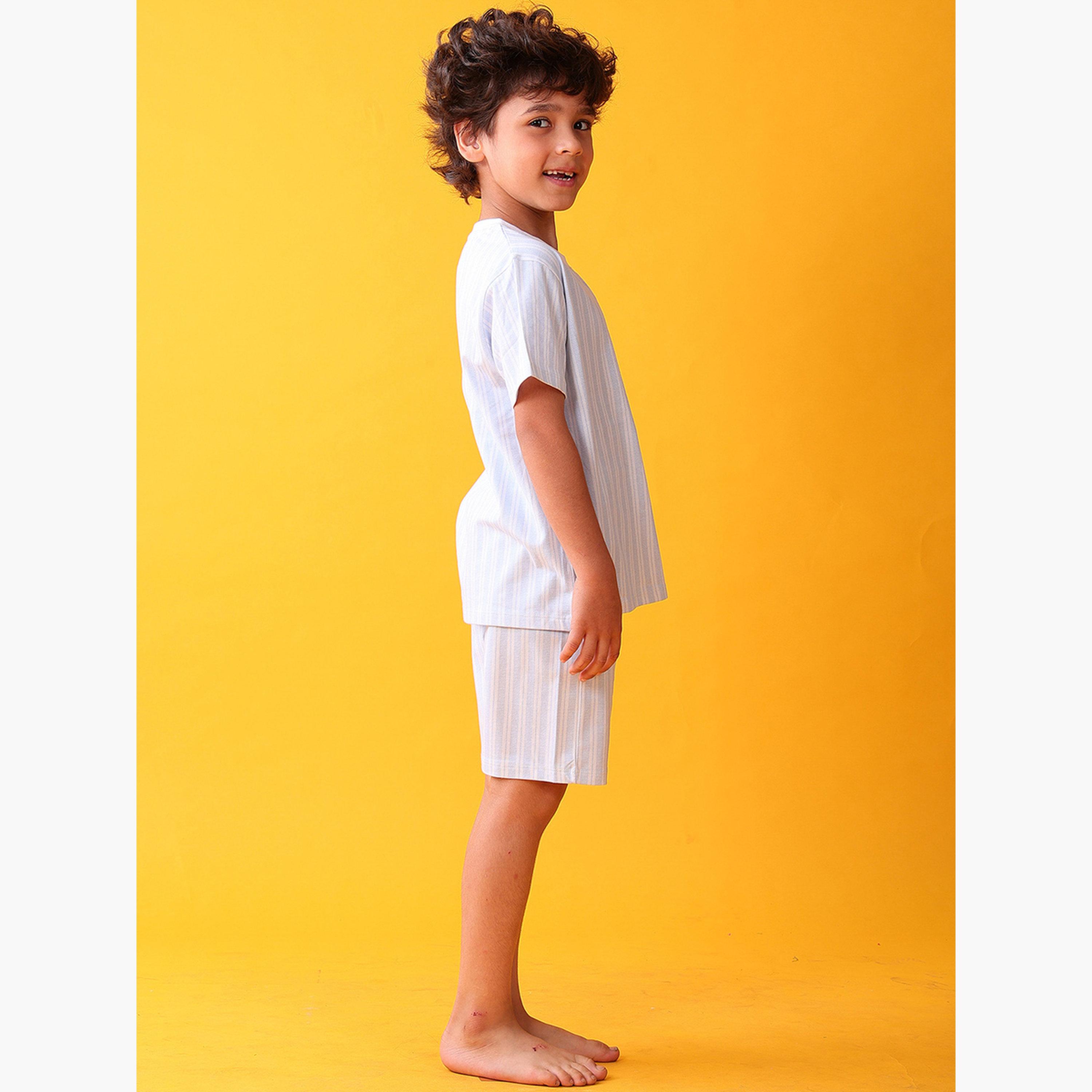 Anthrilo Kids Striped Cotton T-Shirt and Short Set-boys-clothing-setsandcoords-image-3