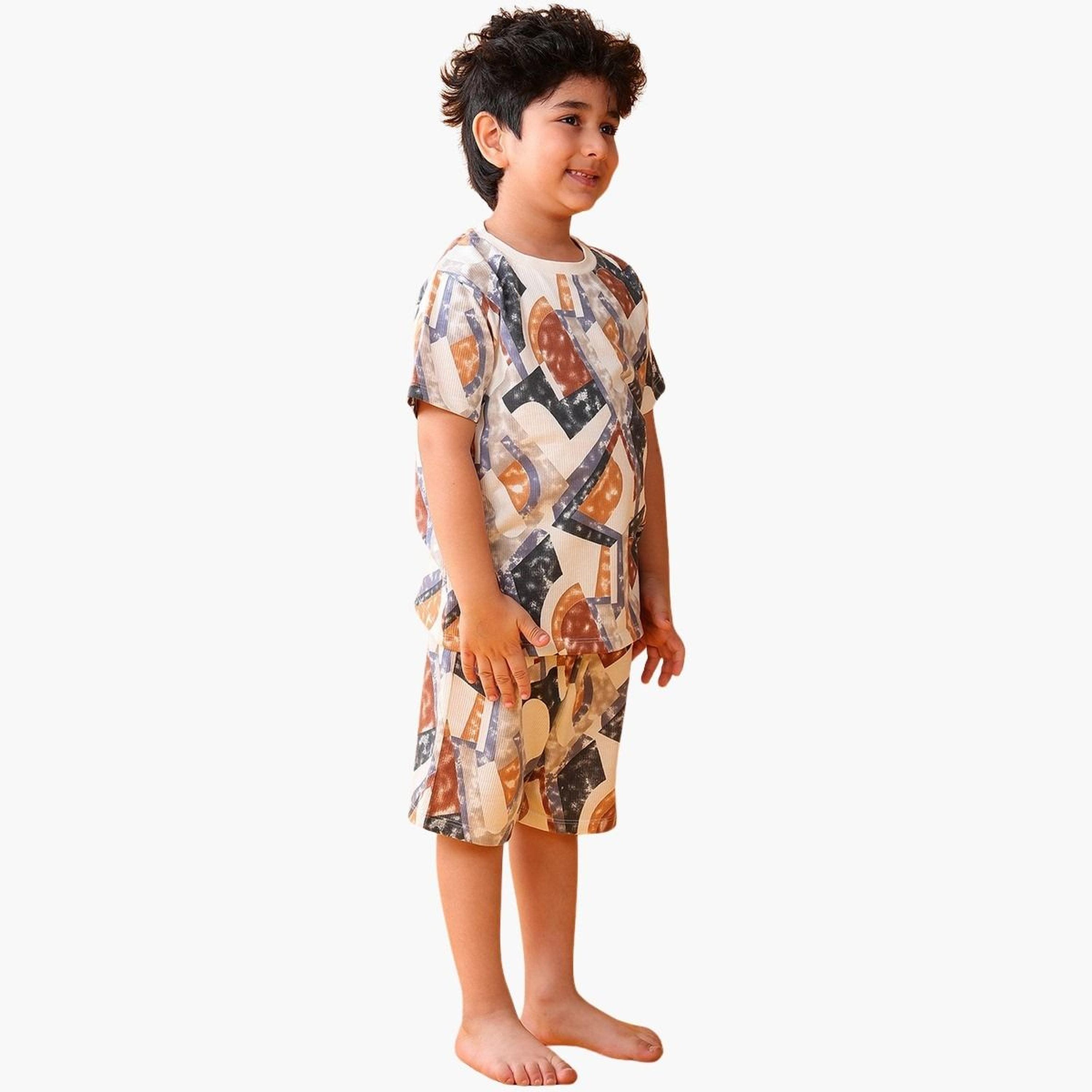 Anthrilo Zig Zag Blue T-Shirt and Shorts Set-boys-clothing-setsandcoords-image-2