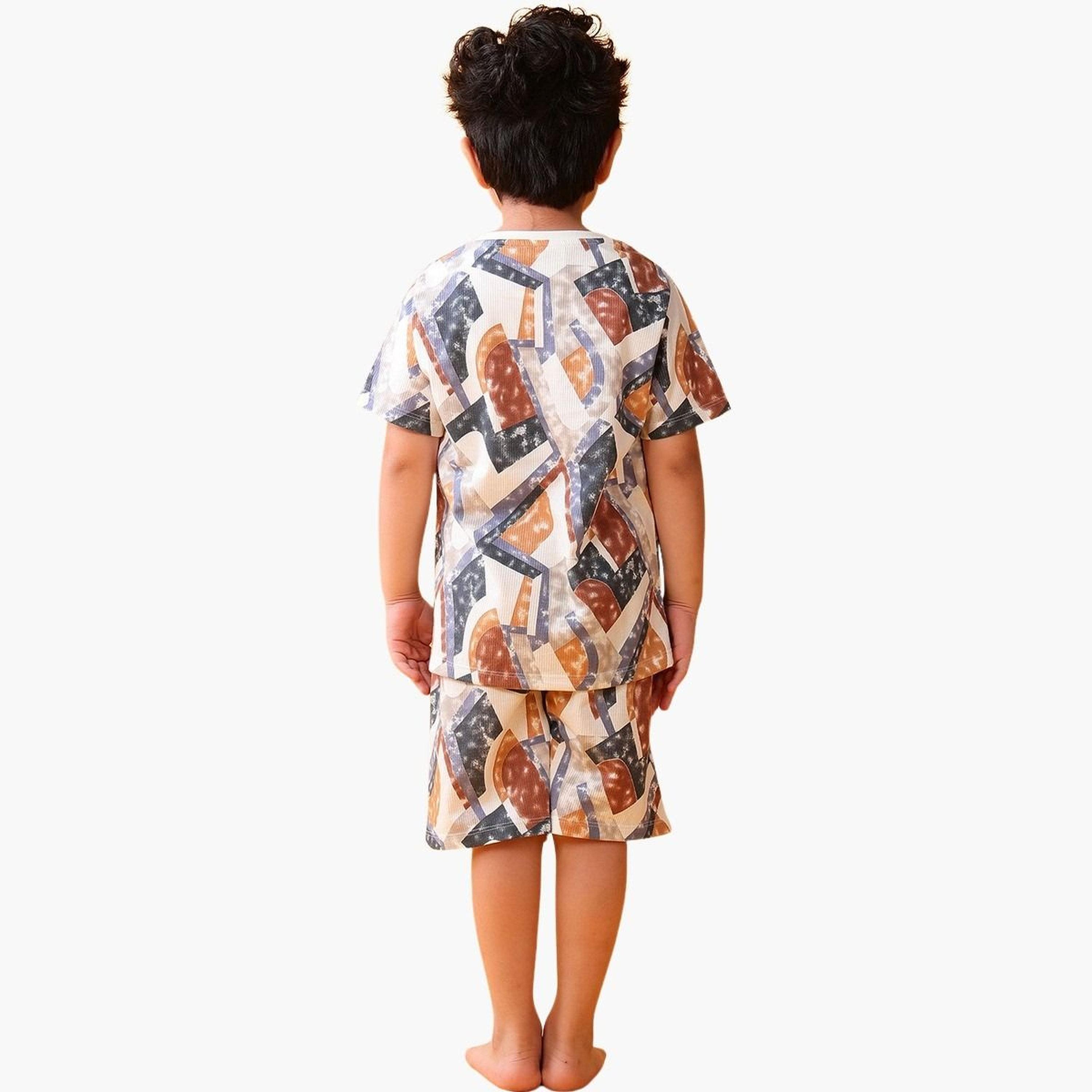Anthrilo Zig Zag Blue T-Shirt and Shorts Set-boys-clothing-setsandcoords-image-3