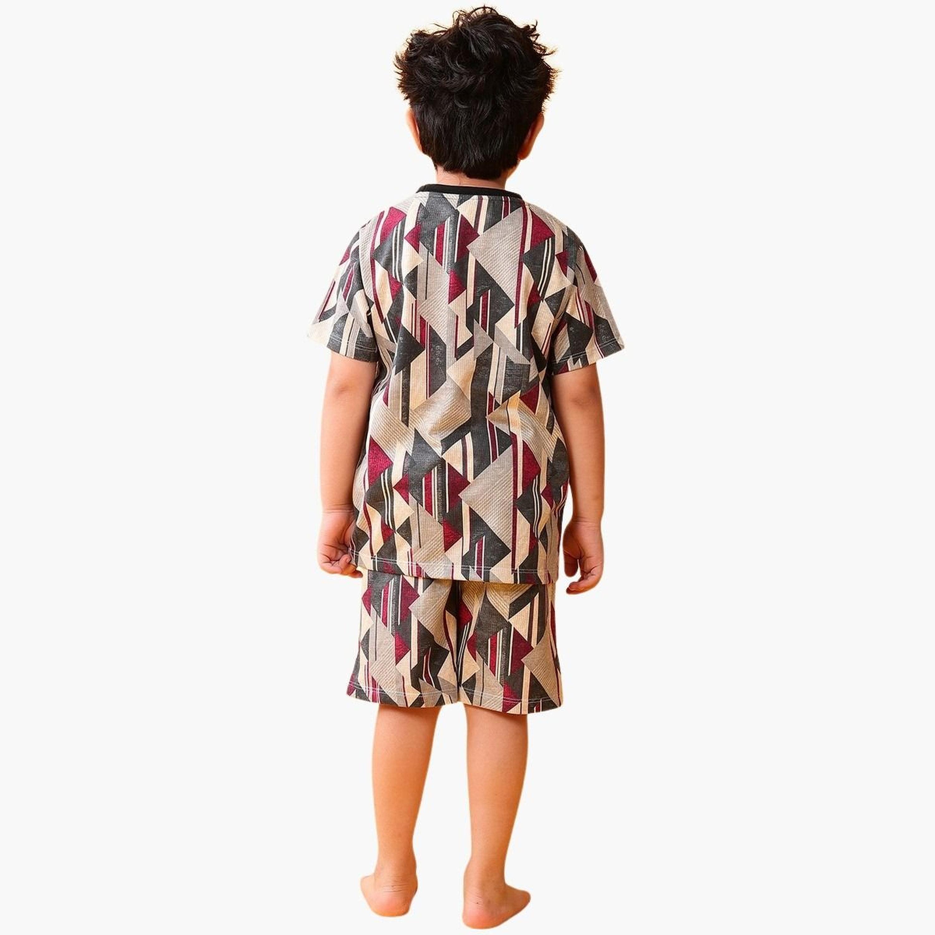انثريلو - طقم تي شيرت وشورت قطني مطبوع للأطفال-boys-clothing-setsandcoords-image-3