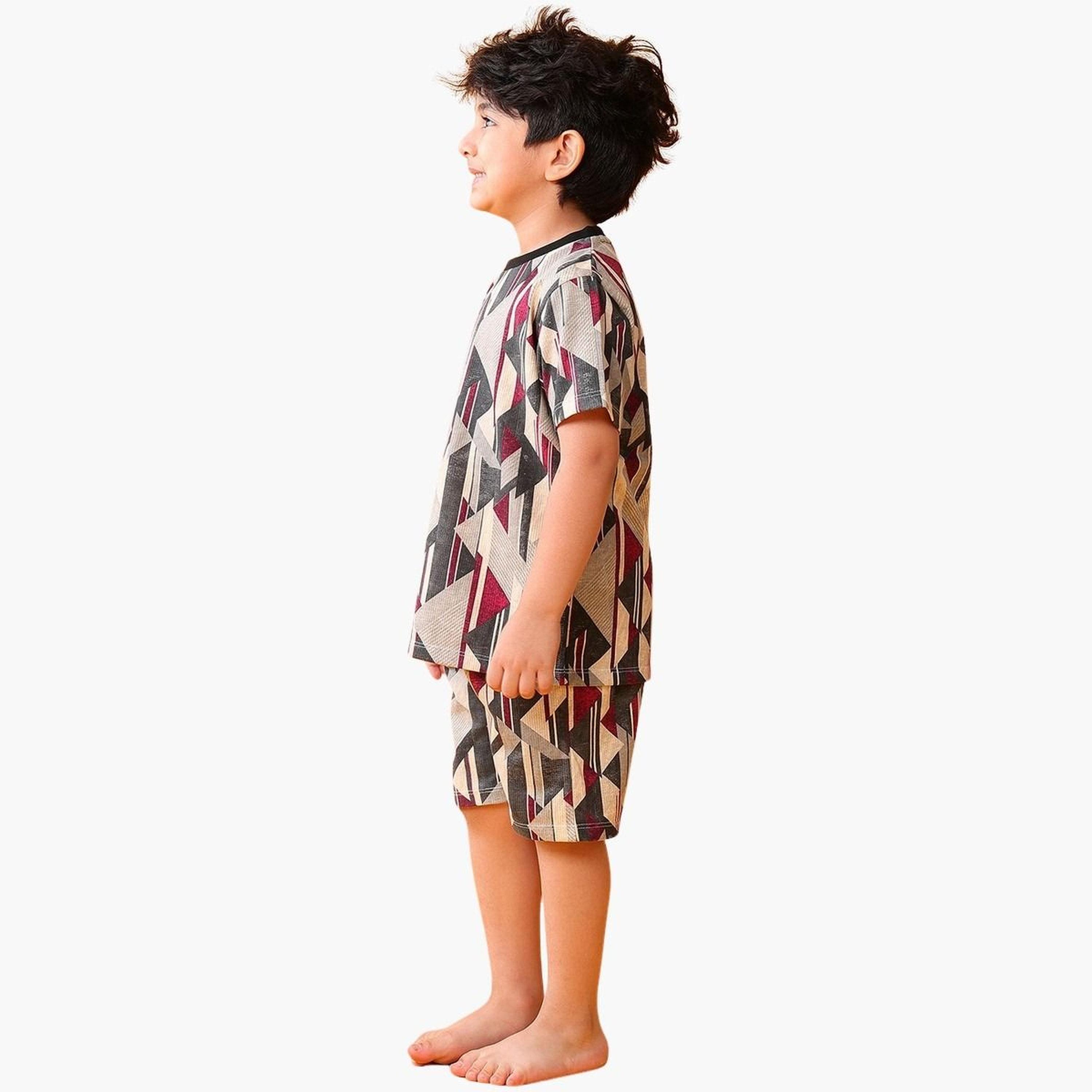انثريلو - طقم تي شيرت وشورت قطني مطبوع للأطفال-boys-clothing-setsandcoords-image-5