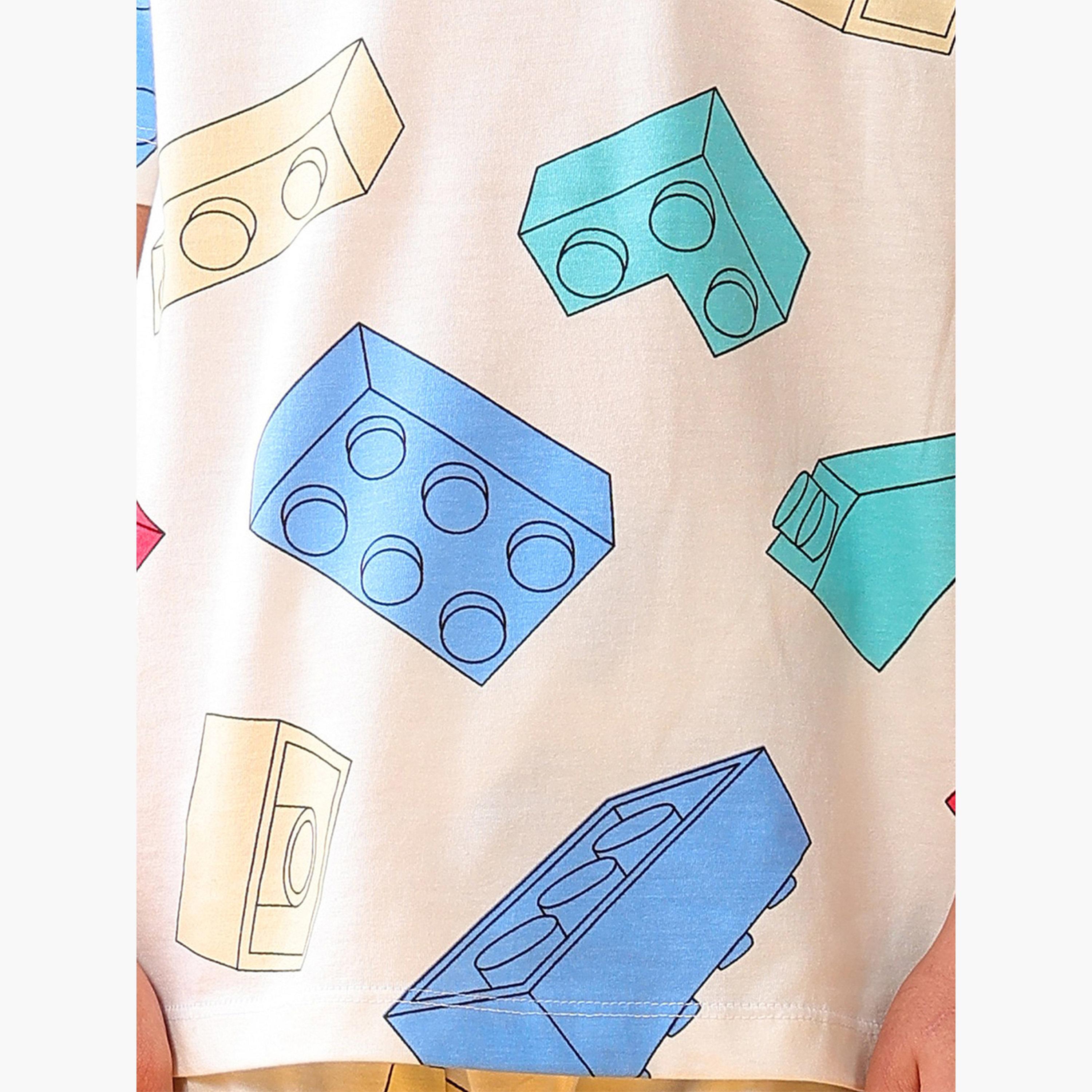 انثريلو - تي شيرت وشورت قطني مطبوع عليه مكعبات بناء للأطفال-boys-clothing-setsandcoords-image-4