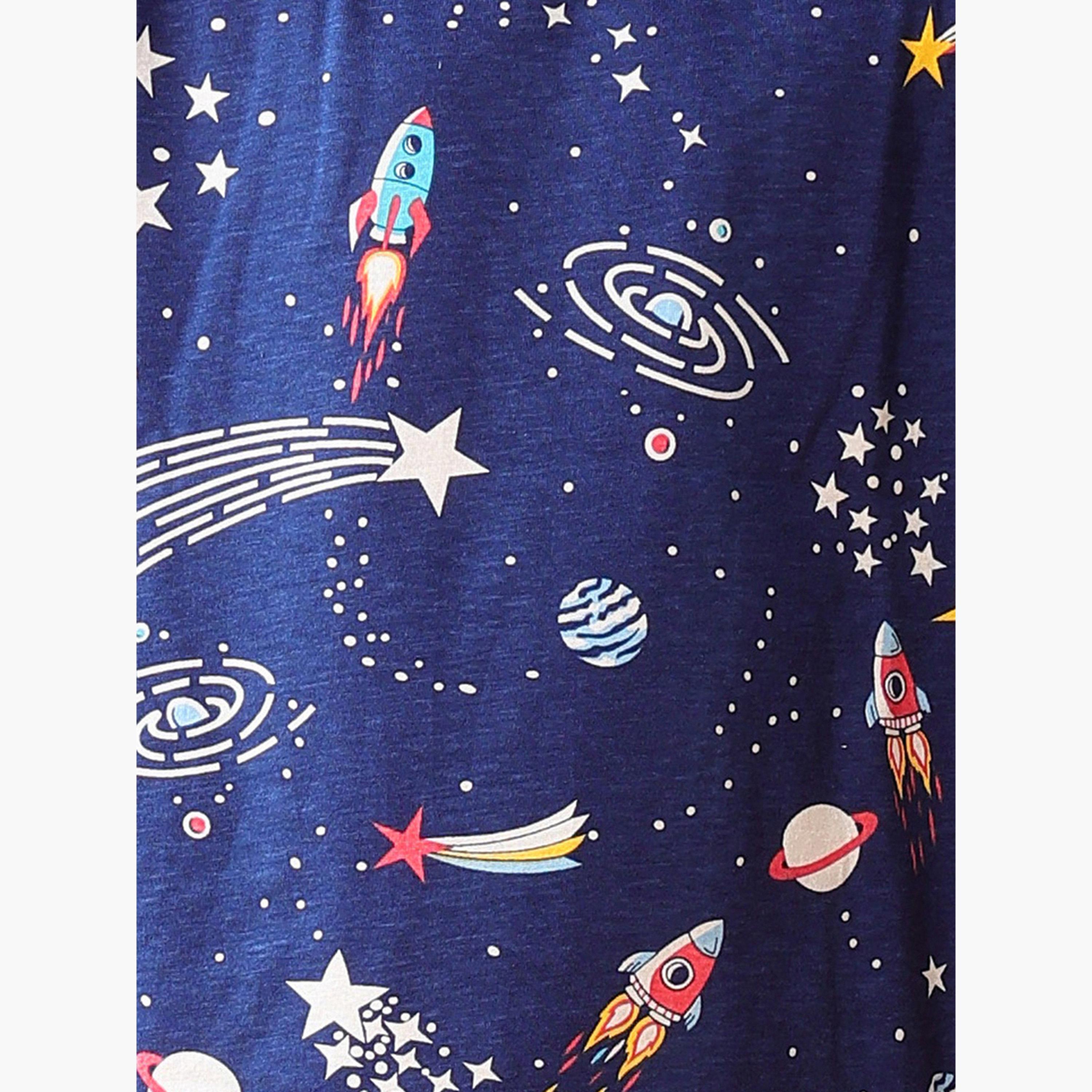 Anthrilo Navy Blue Space Print T-Shirt and Shorts Set-boys-clothing-setsandcoords-image-5