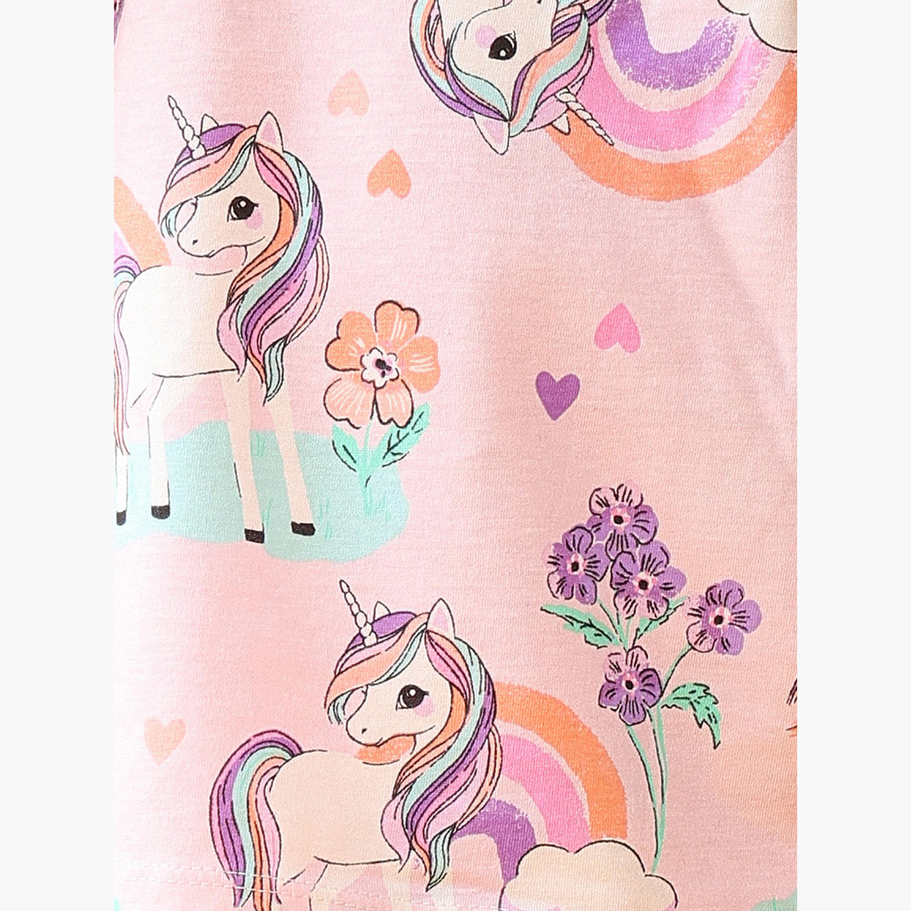 Anthrilo Girls Unicorn Print Cotton T-Shirt and Shorts Set-girls-clothing-setsandcoords-image-4