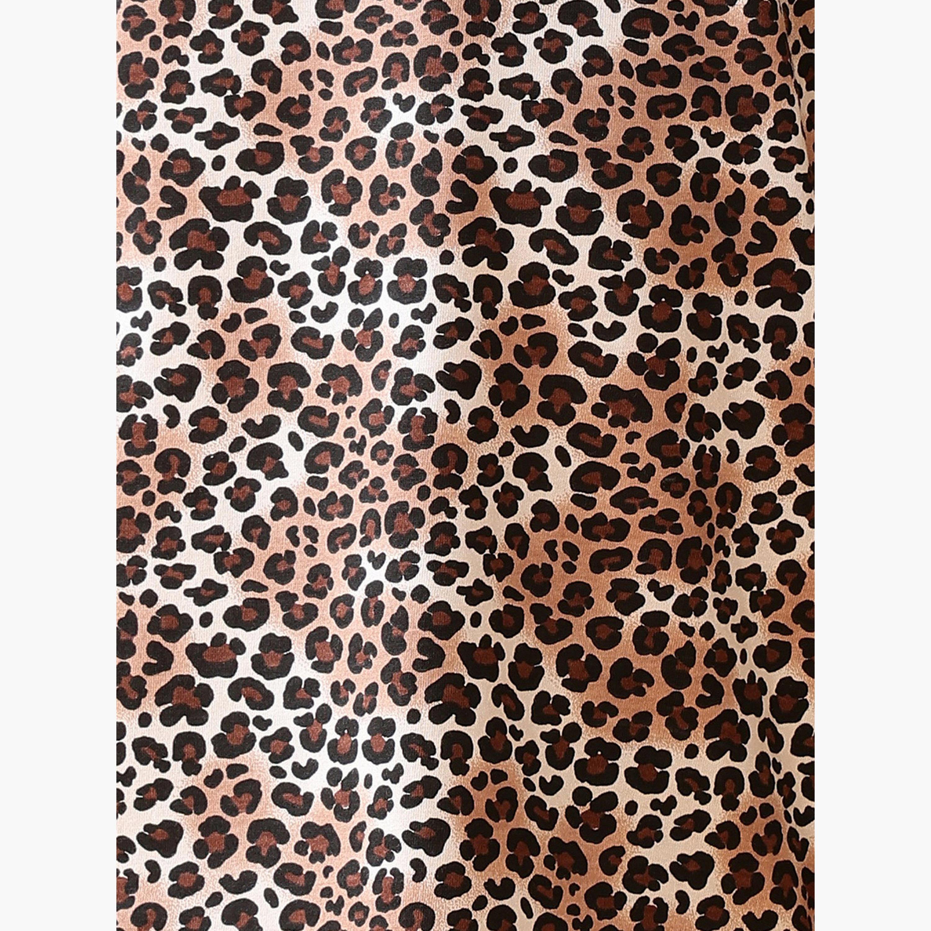 Anthrilo Girls Leopard Print Cotton T-Shirt and Shorts Set-girls-clothing-setsandcoords-image-4