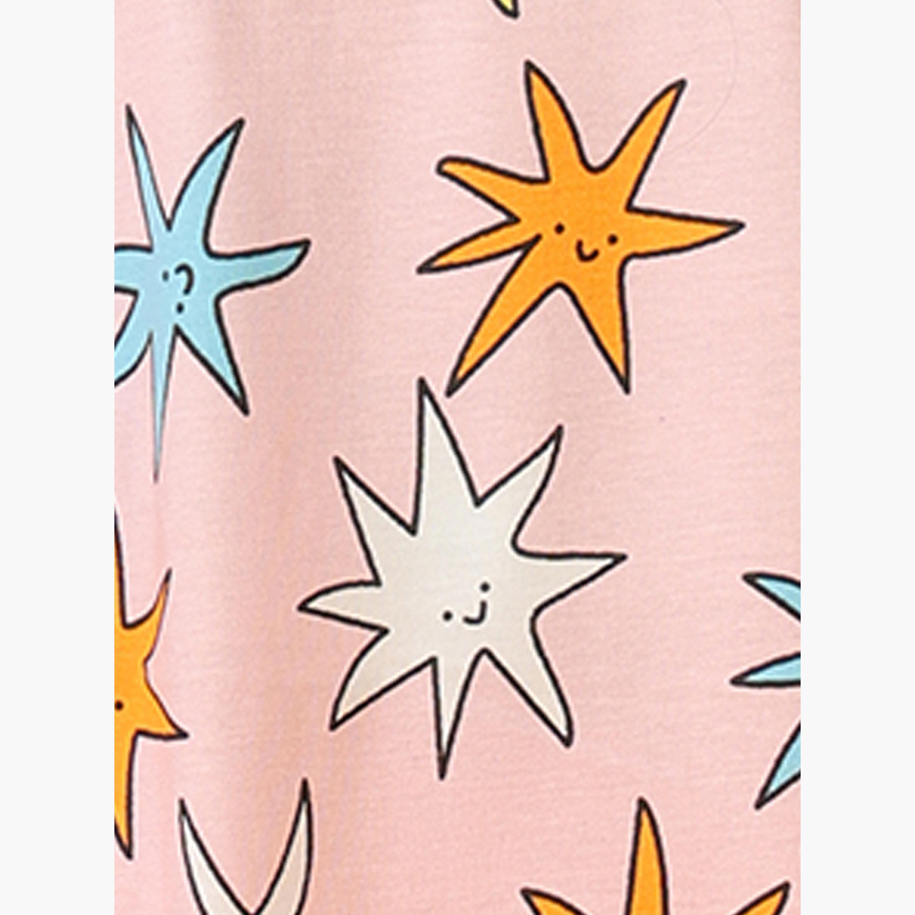 Anthrilo Girls Pink Star Print Cotton T-Shirt and Short Set-girls-clothing-setsandcoords-image-6