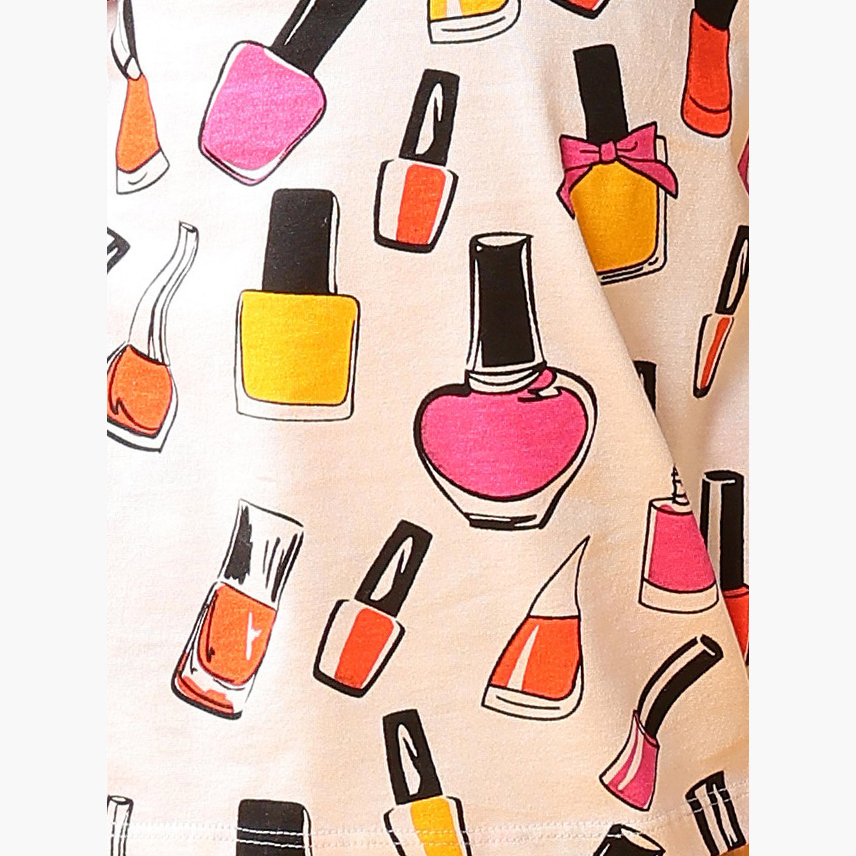 Anthrilo Girls Cotton Nail Polish Print T-Shirt and Short Set-girls-clothing-setsandcoords-image-4
