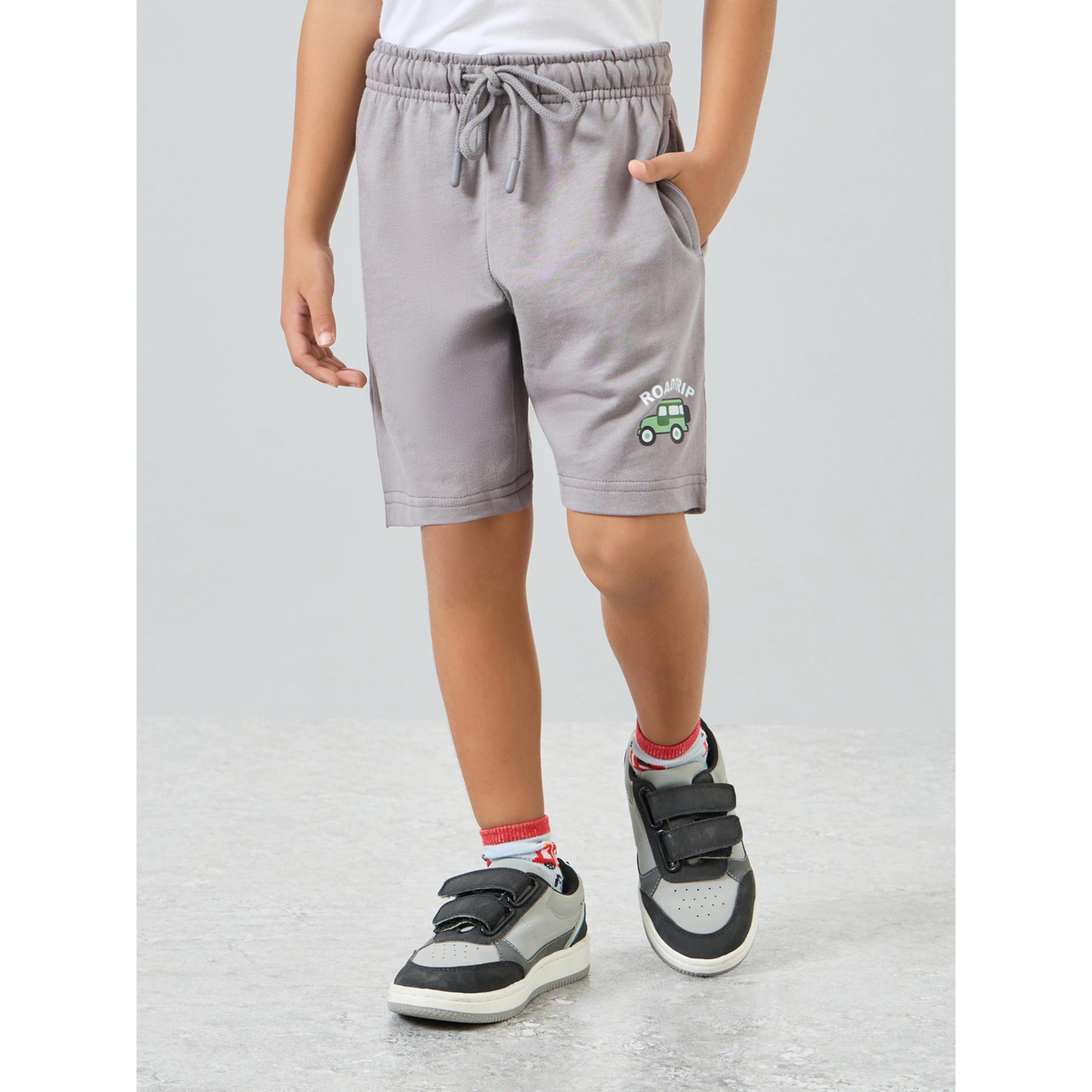 شورت أولادي رمادي منسوج من القطن بطبعة مرحة-boys-clothing-bottoms-shorts-image-1