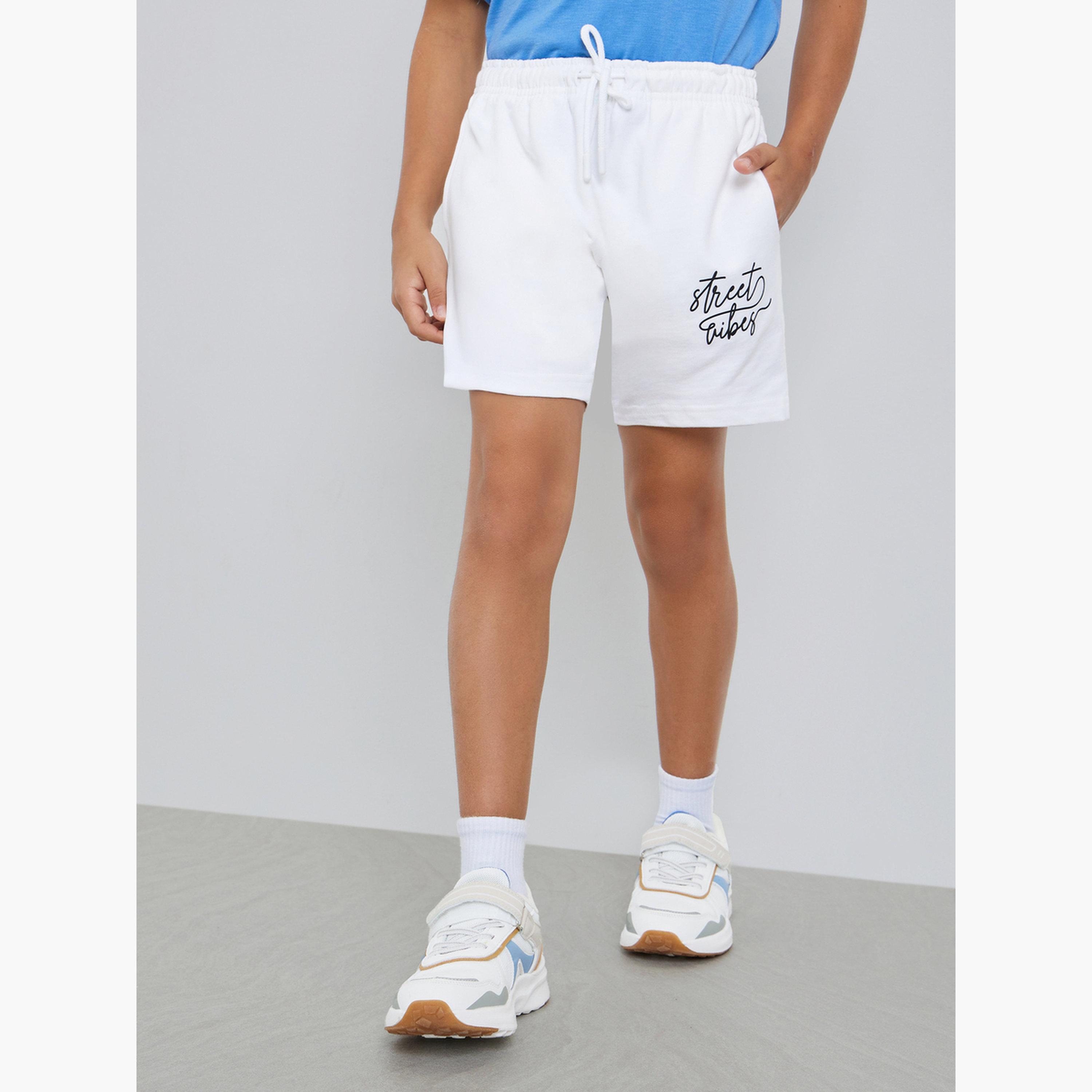 Styli Teen Boys Slogan Print Shorts-boys-clothing-bottoms-shorts-image-1