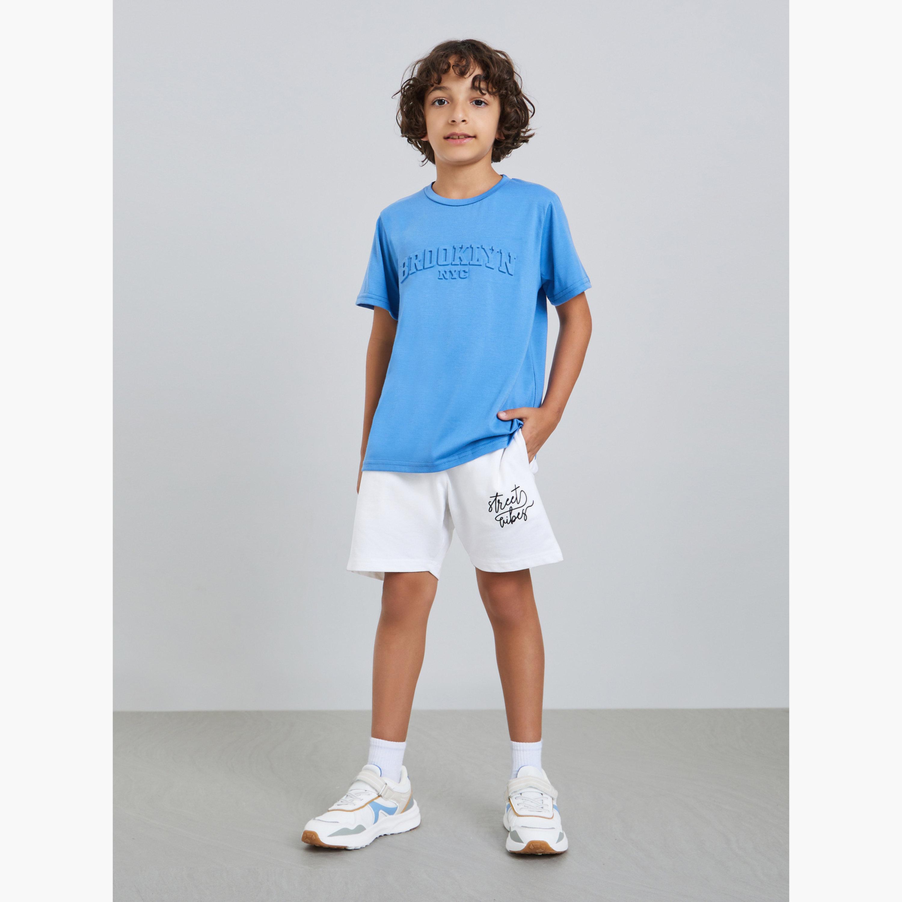 Styli Teen Boys Slogan Print Shorts-boys-clothing-bottoms-shorts-image-2