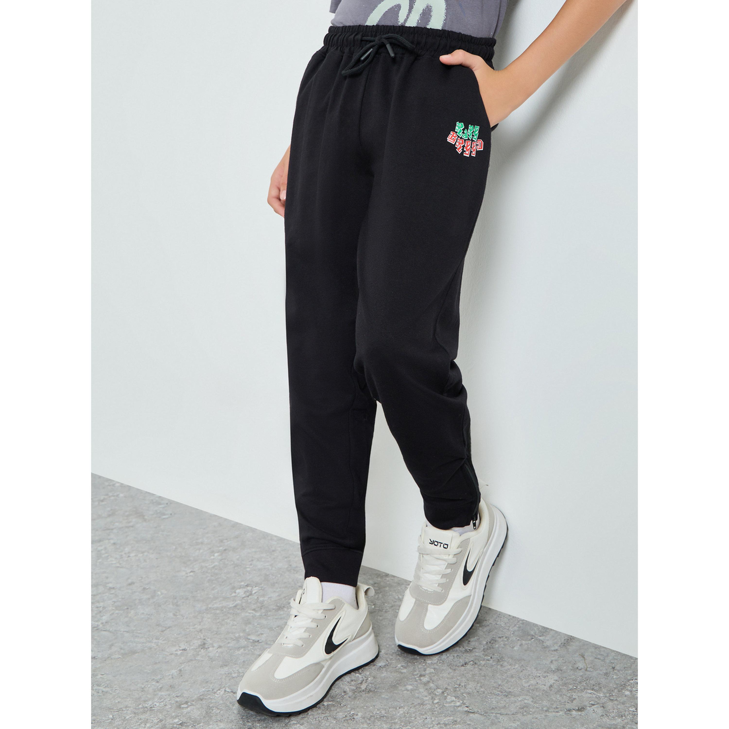 Styli Boys Black Printed Joggers with Drawstring-boys-clothing-bottoms-joggersandtrackpants-image-1