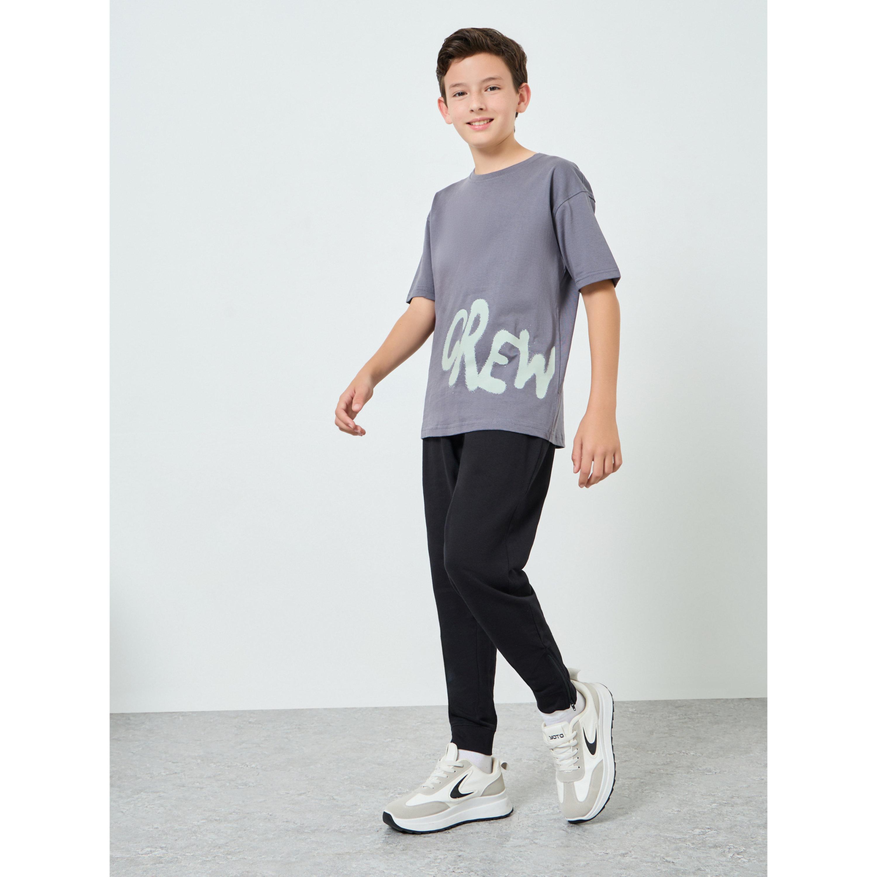 Styli Boys Black Printed Joggers with Drawstring-boys-clothing-bottoms-joggersandtrackpants-image-2