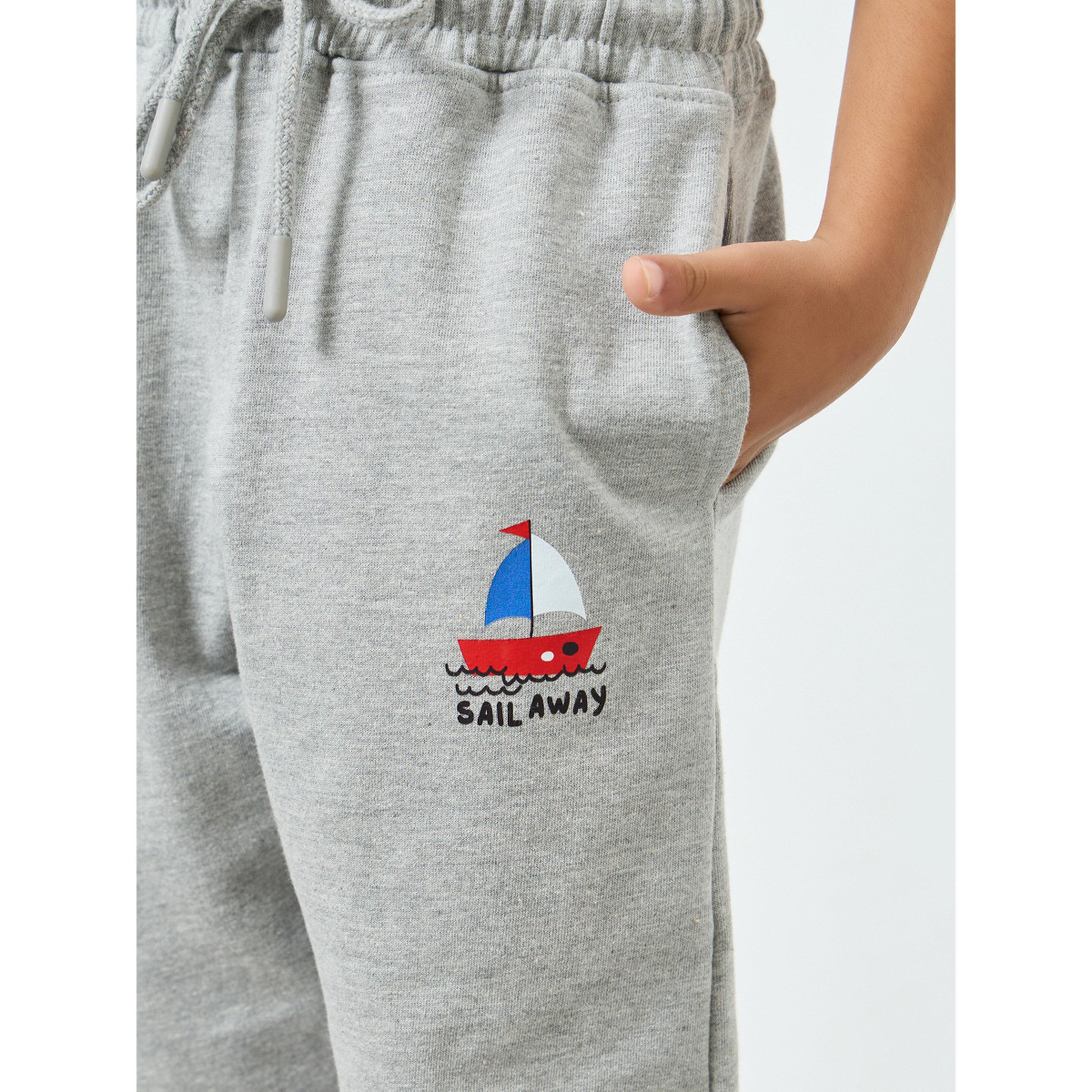 Styli Kids Grey Cotton Joggers with Print-boys-clothing-bottoms-joggersandtrackpants-image-3