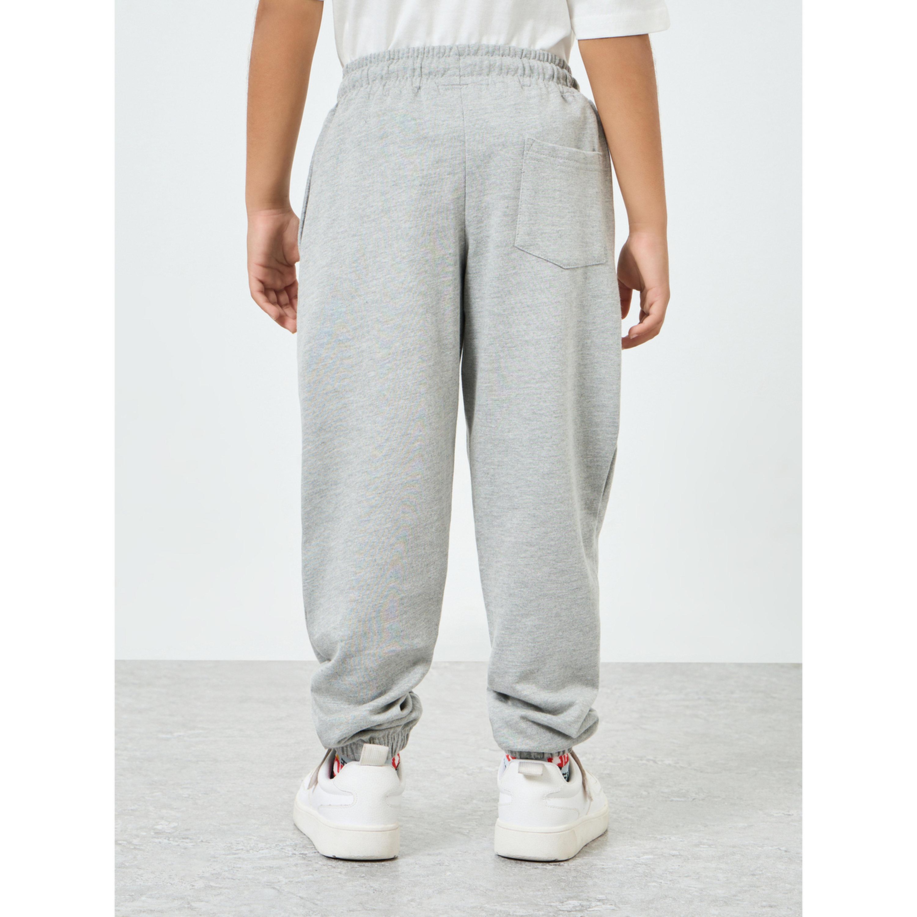 Styli Kids Grey Cotton Joggers with Print-boys-clothing-bottoms-joggersandtrackpants-image-4