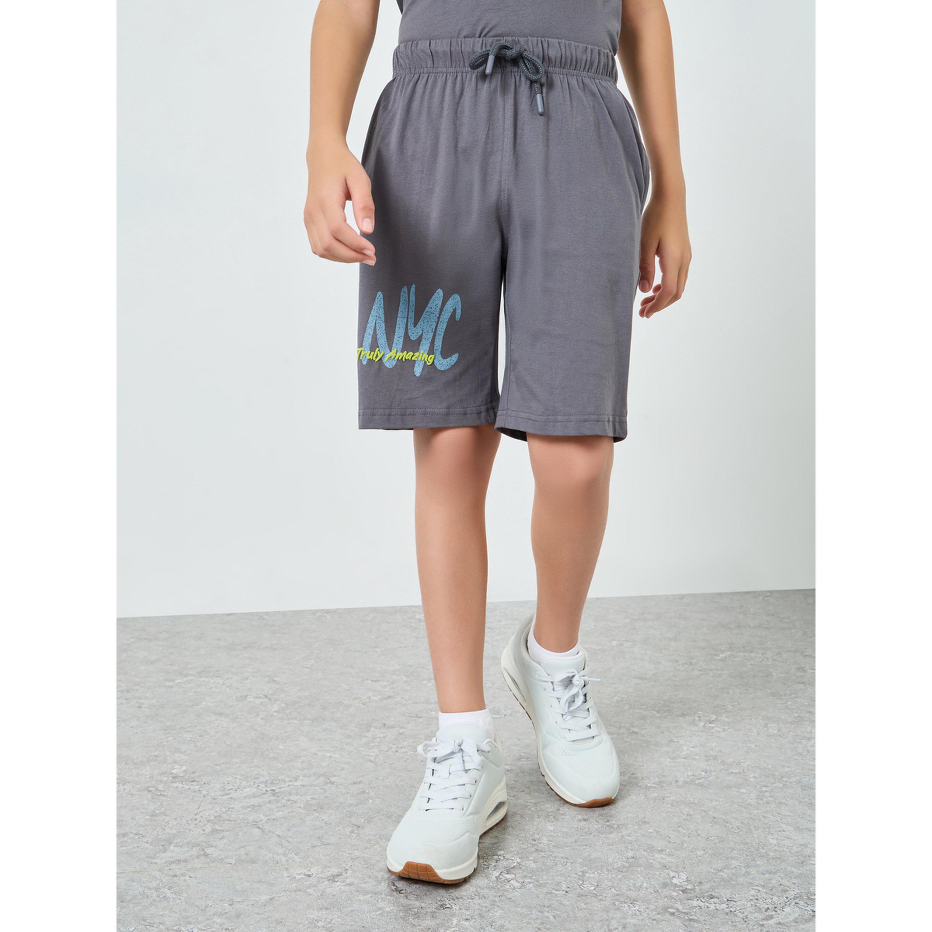 Styli Boys Grey Graphic Sleeveless T-Shirt and Shorts Set-boys-clothing-setsandcoords-image-4