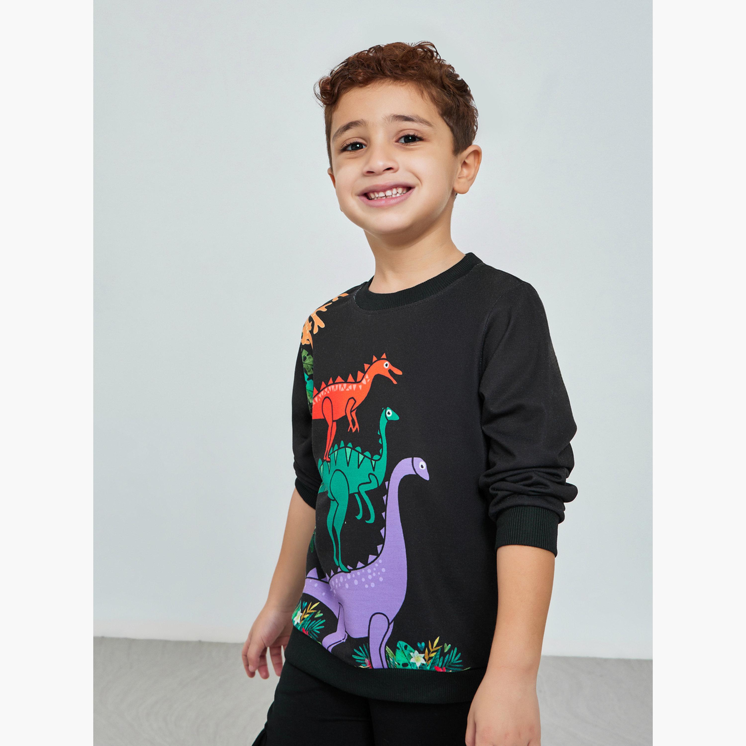 Styli Dino Graphic Print Round Neck Sweatshirt-boys-clothing-sweatshirts-image-1