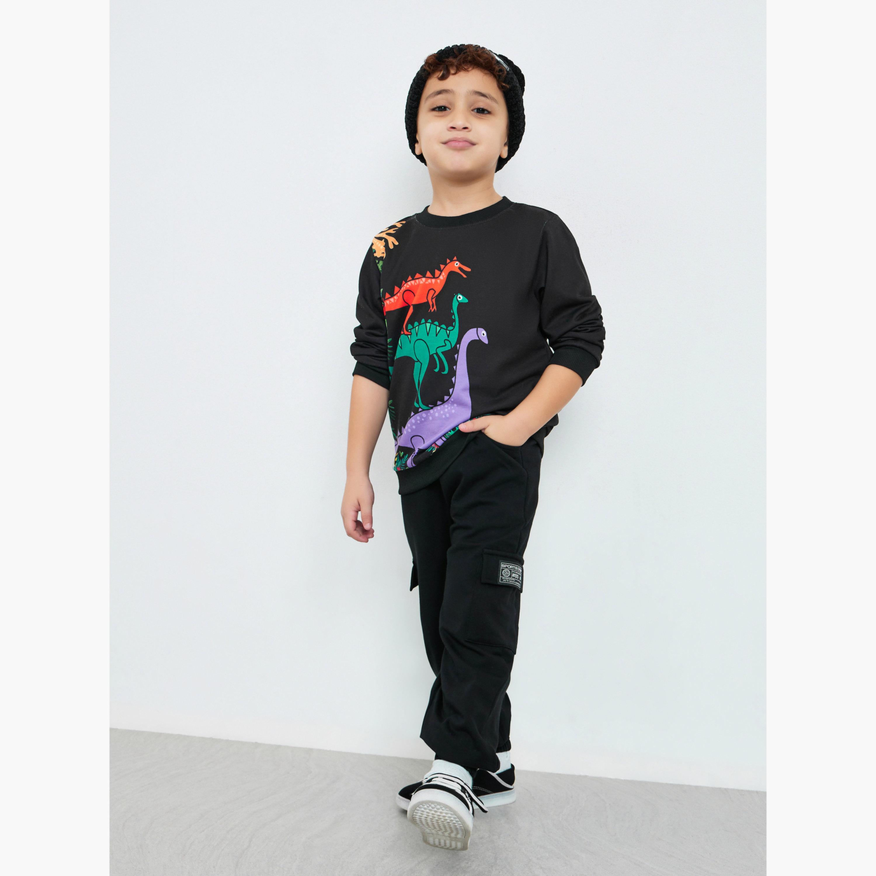 Styli Dino Graphic Print Round Neck Sweatshirt-boys-clothing-sweatshirts-image-2