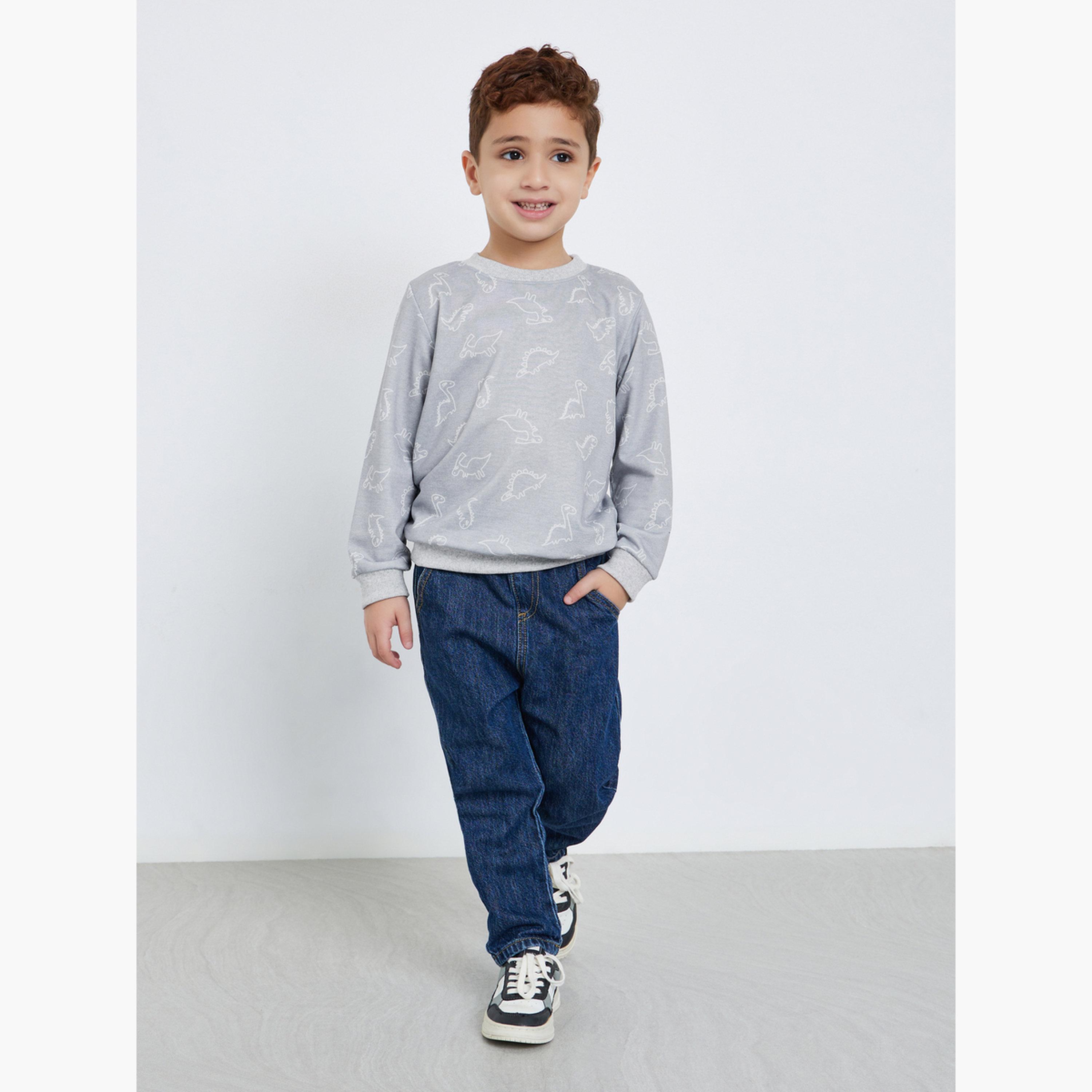 ستايلي - سويت شيرت بأكمام طويلة بطبعة ديناصور-boys-clothing-sweatshirts-image-1