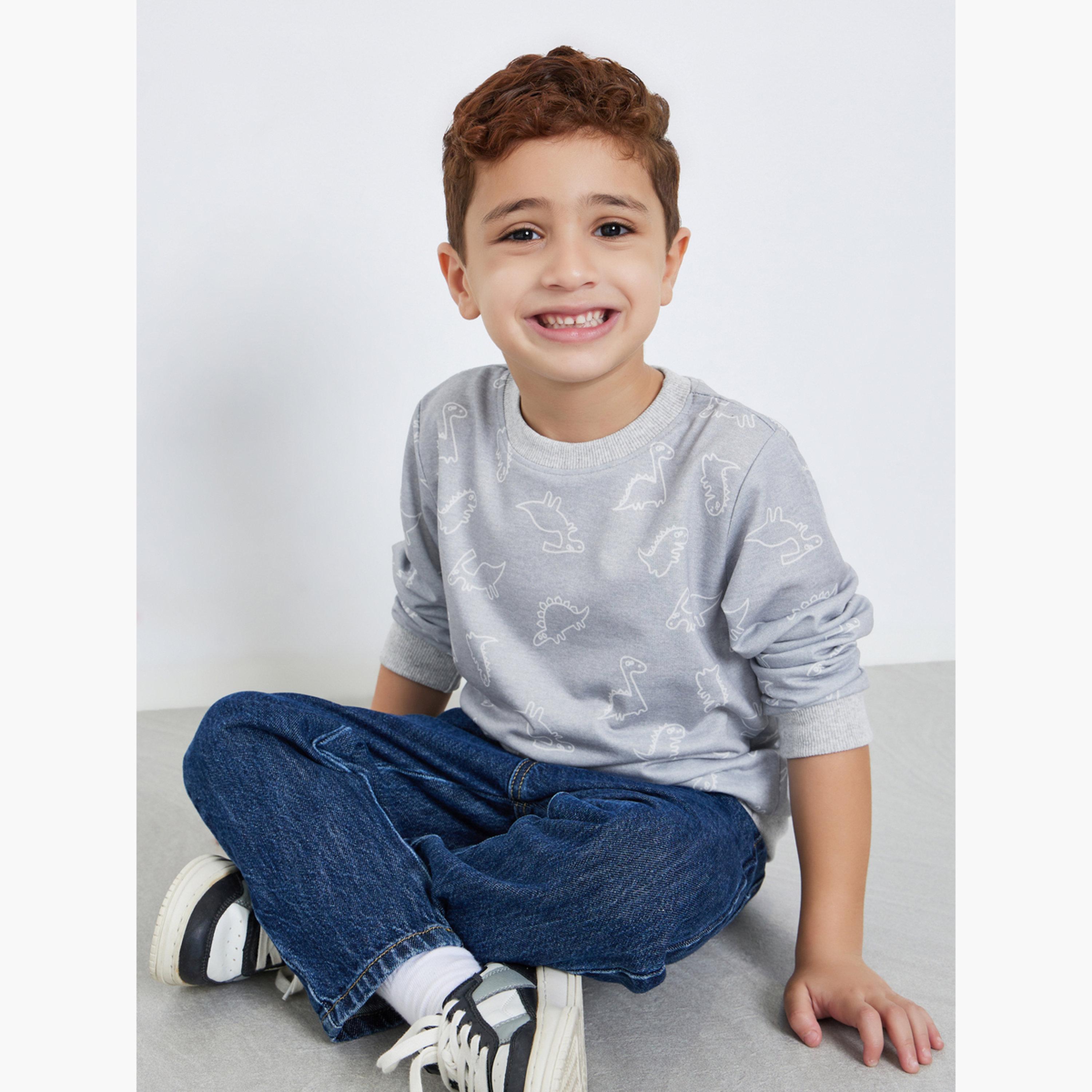 ستايلي - سويت شيرت بأكمام طويلة بطبعة ديناصور-boys-clothing-sweatshirts-image-2