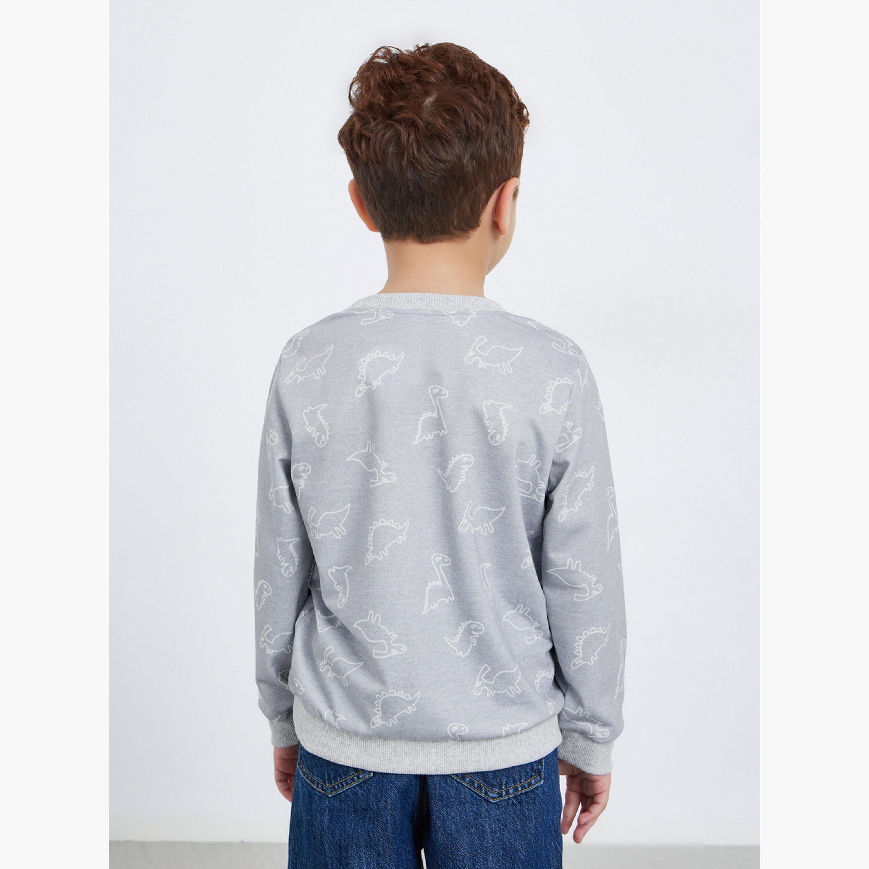 ستايلي - سويت شيرت بأكمام طويلة بطبعة ديناصور-boys-clothing-sweatshirts-image-3
