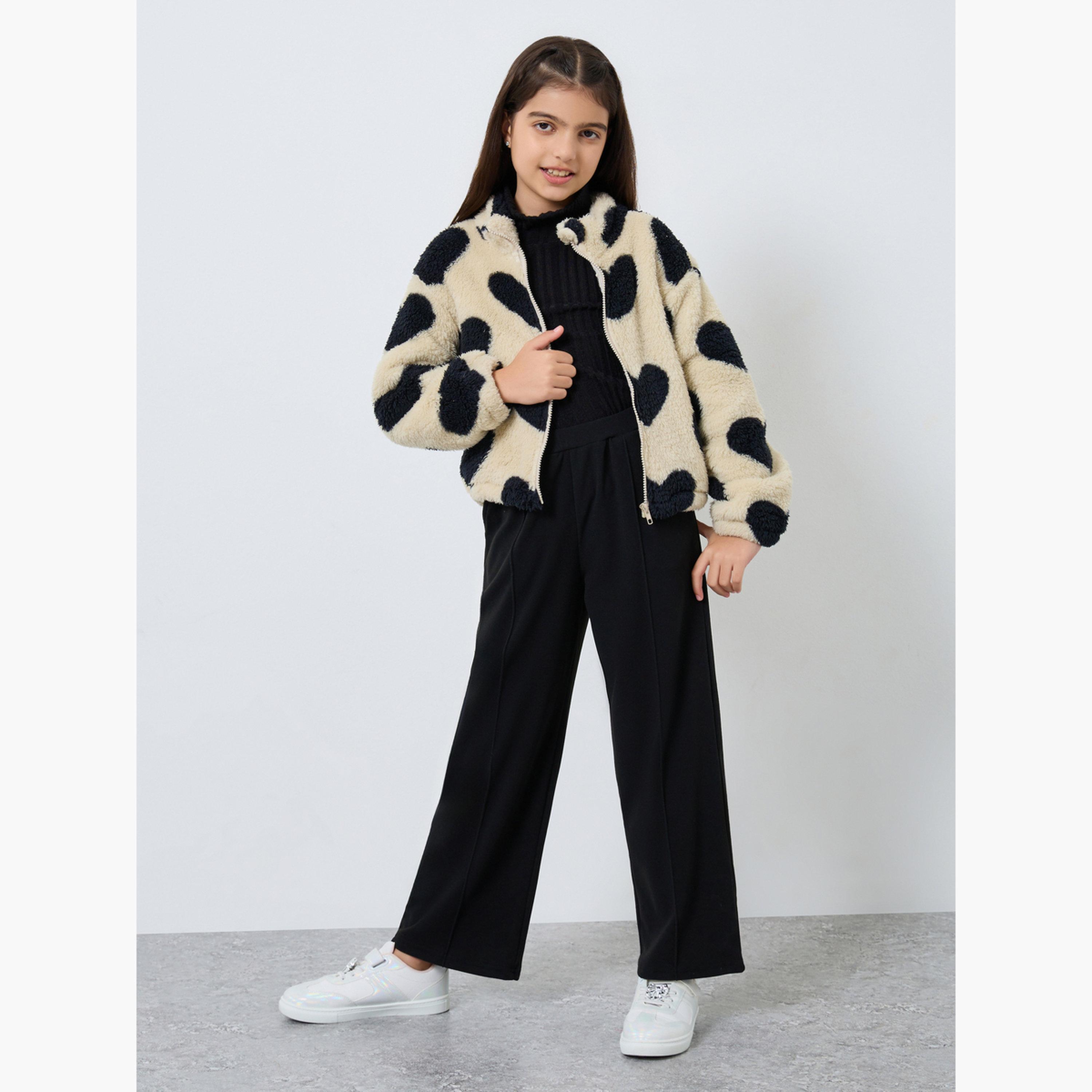 Styli Teens Heart Print Fleece Jacket-girls-clothing-jacketsandcoats-image-2