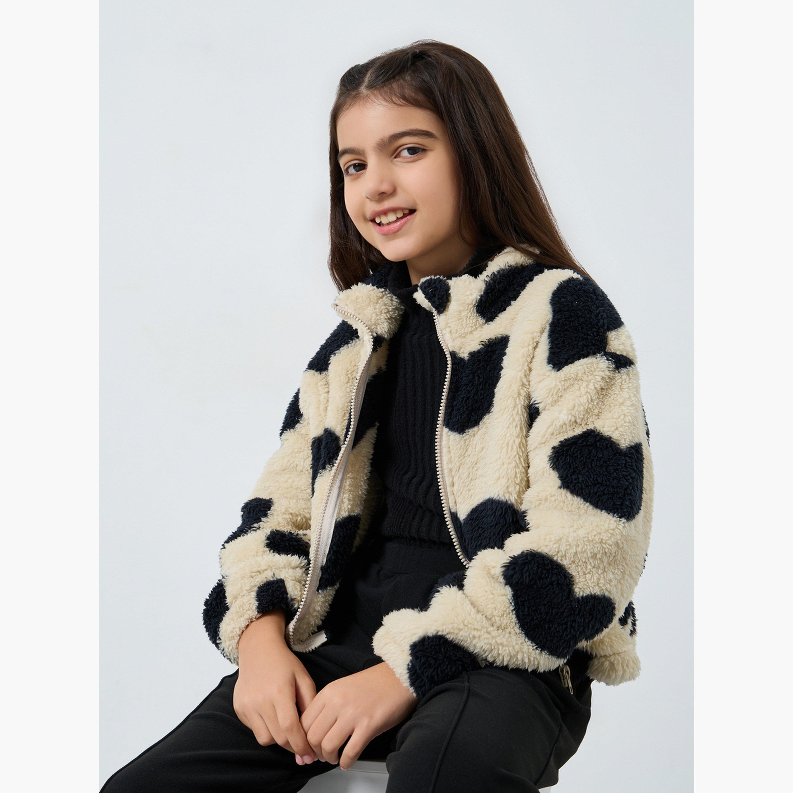 Styli Teens Heart Print Fleece Jacket-girls-clothing-jacketsandcoats-image-3