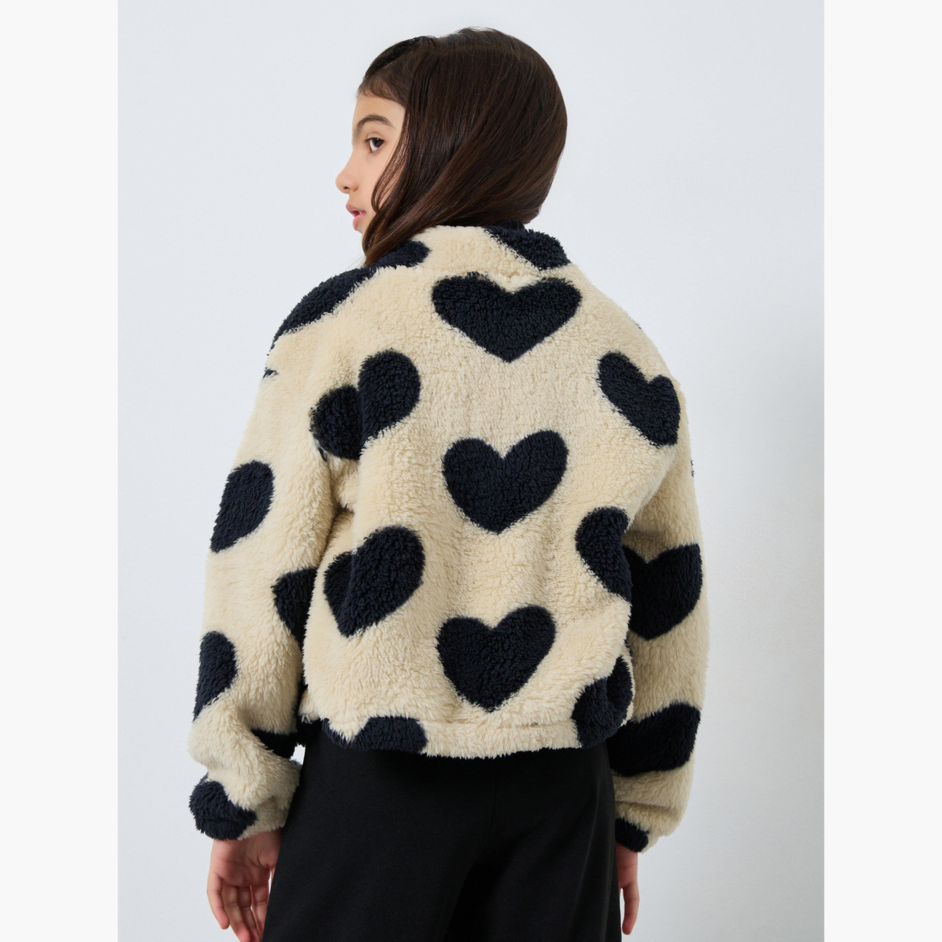 Styli Teens Heart Print Fleece Jacket-girls-clothing-jacketsandcoats-image-4