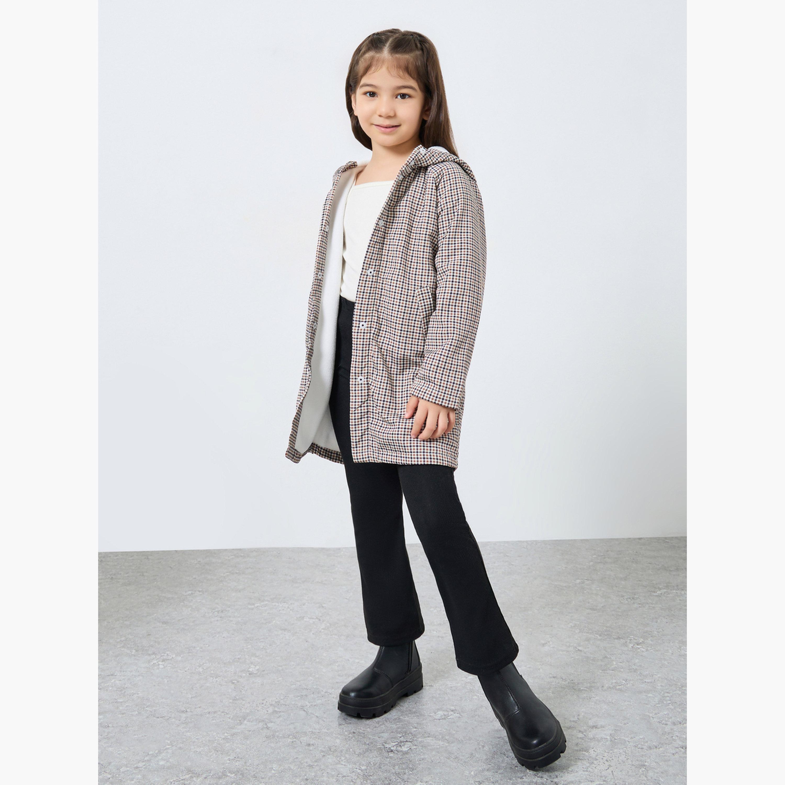 Styli Girls Checkered Hooded Coat-girls-clothing-jacketsandcoats-image-2