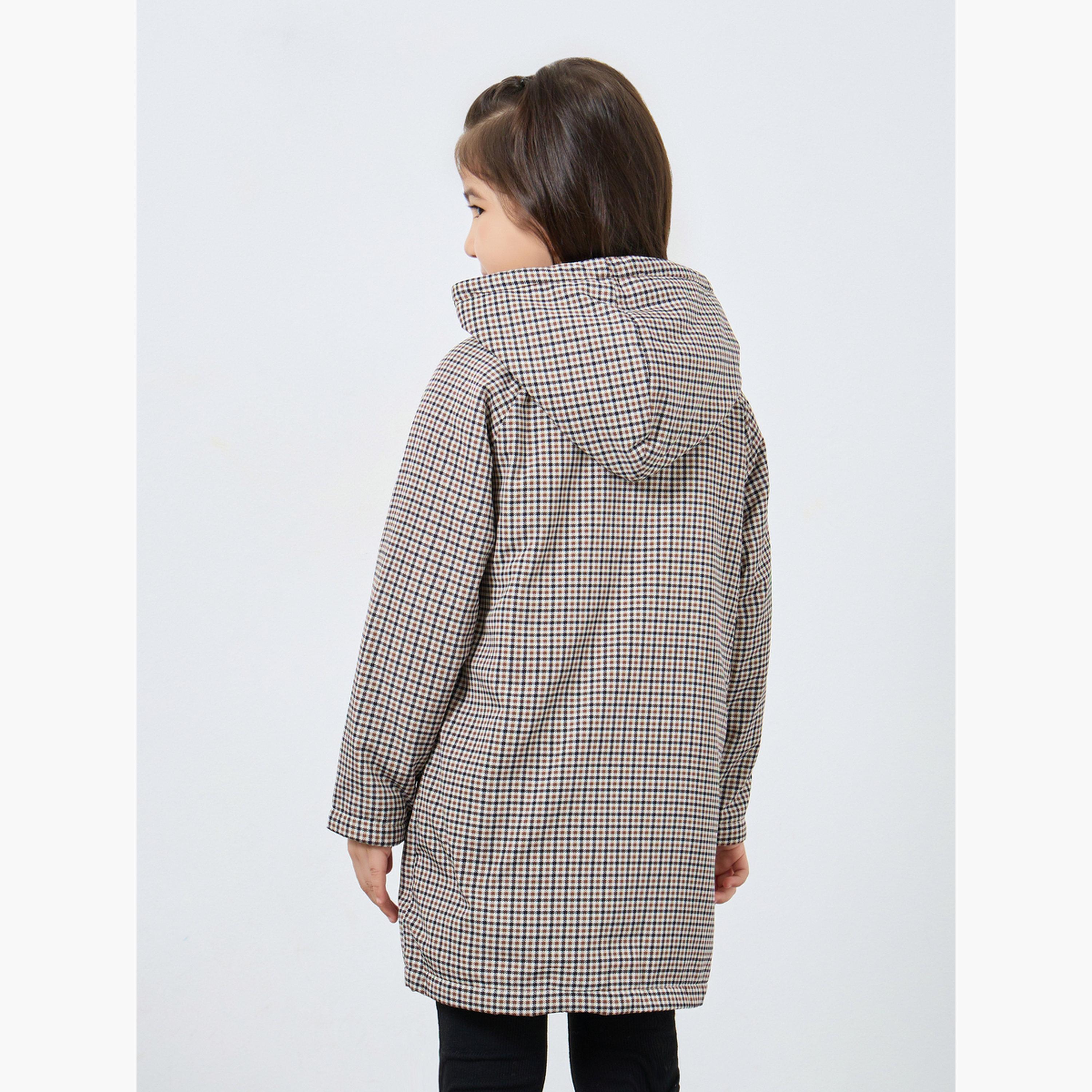 Styli Girls Checkered Hooded Coat-girls-clothing-jacketsandcoats-image-3