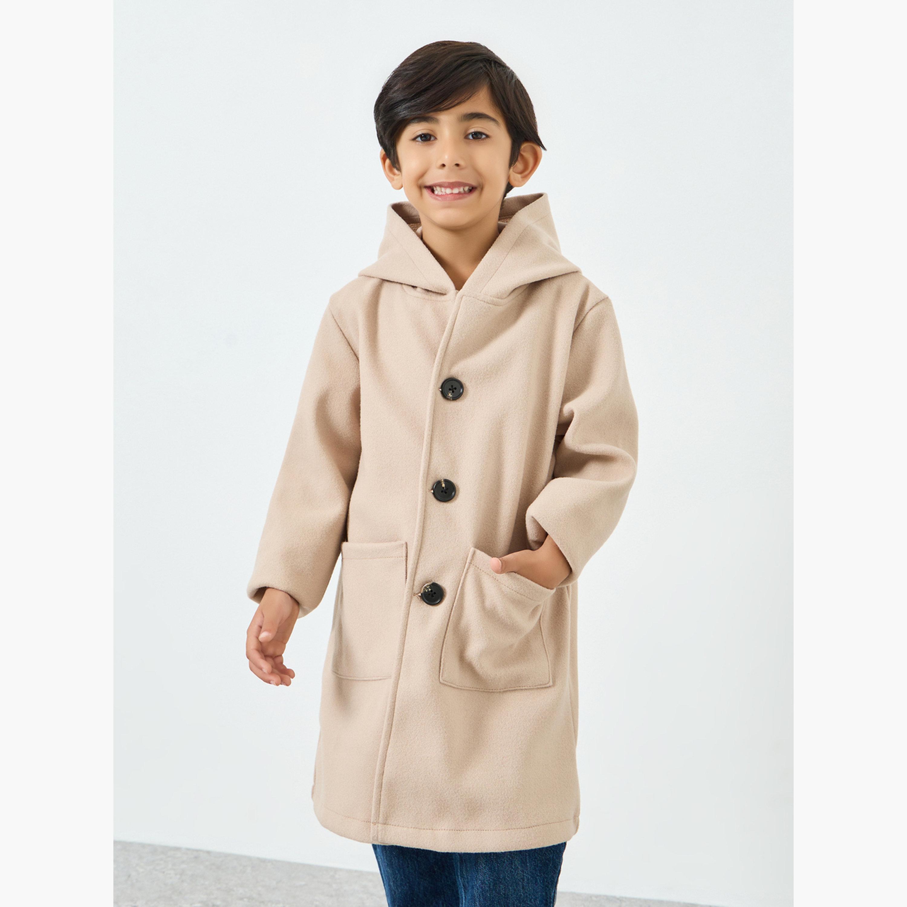 Styli Girls Hooded Coat with Buttons-girls-clothing-jacketsandcoats-image-1