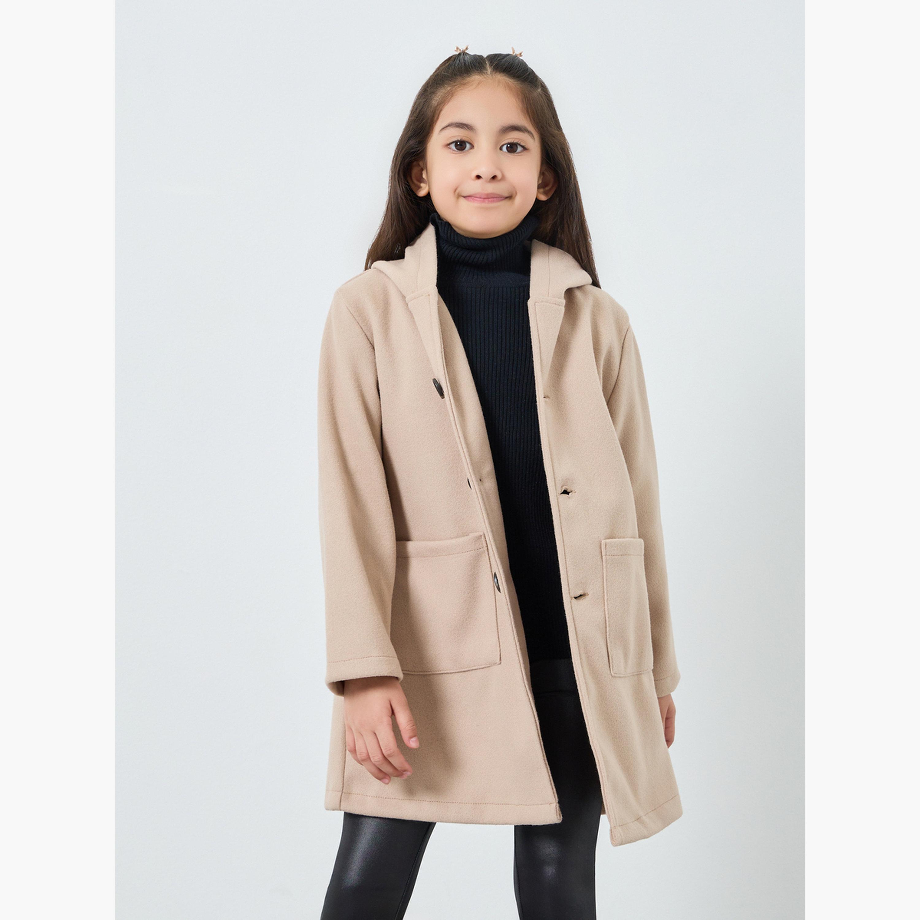Styli Girls Hooded Coat with Buttons-girls-clothing-jacketsandcoats-image-2