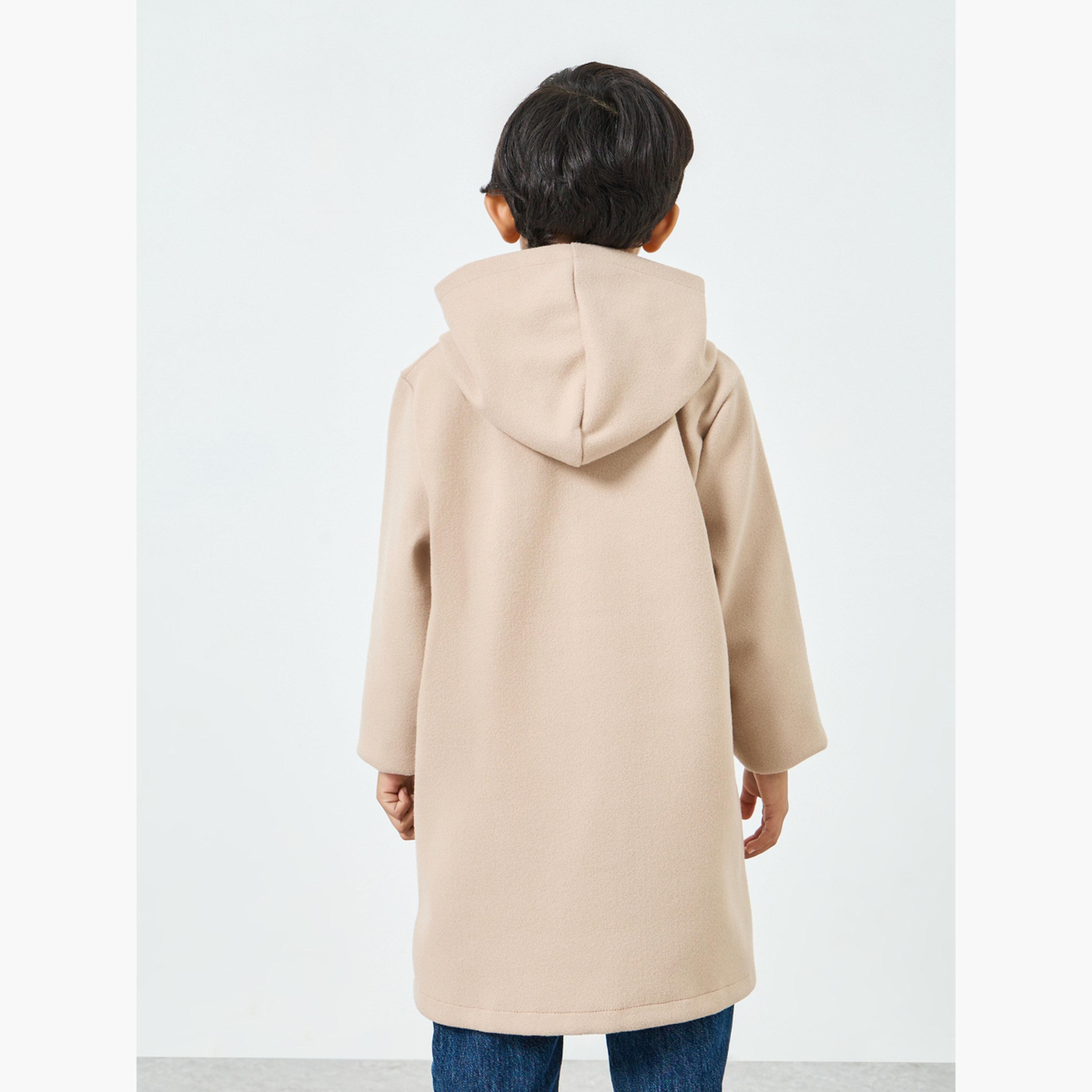معطف بياقة هودي وأزرار غلق-girls-clothing-jacketsandcoats-image-4