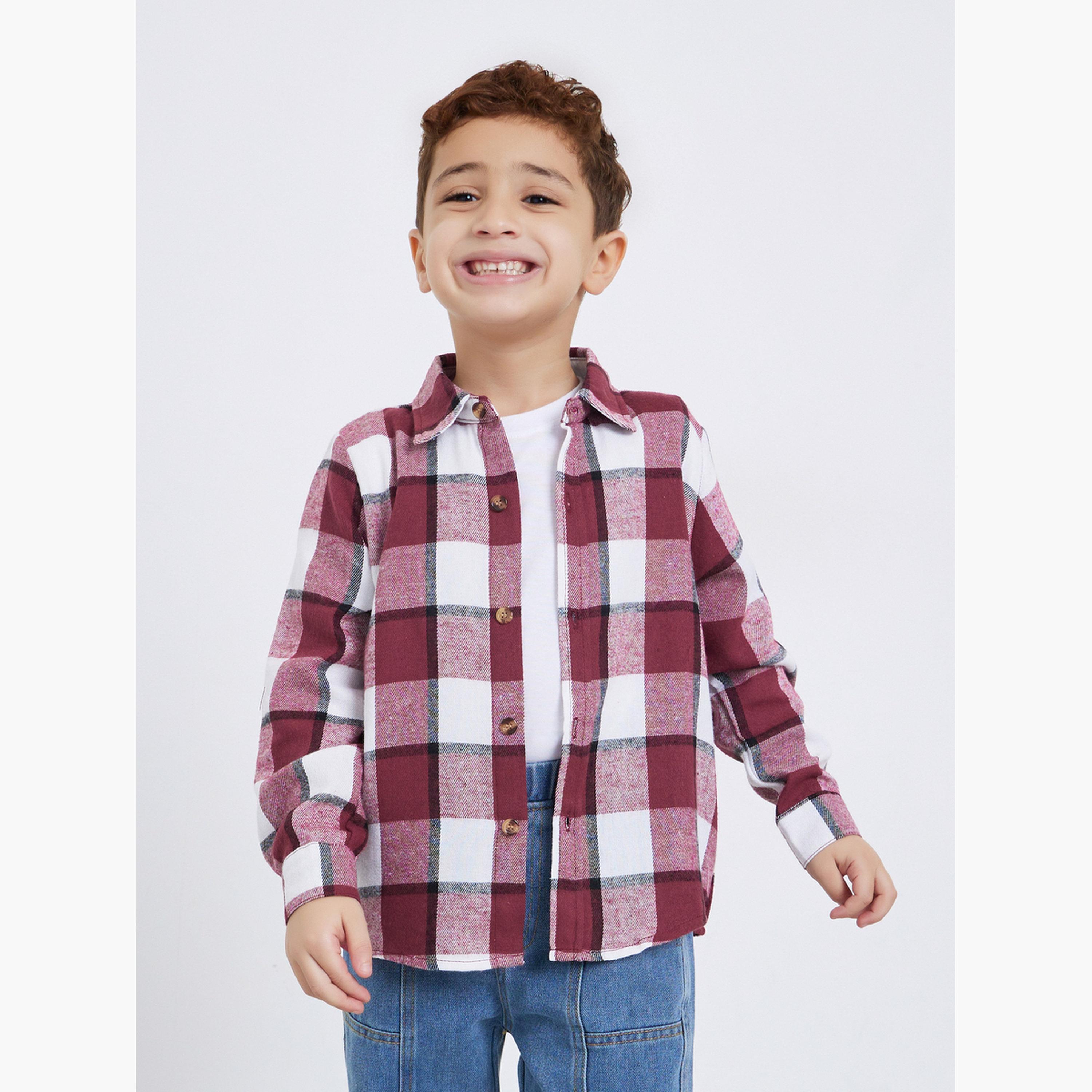 ستايلي - قميص من الفلانيل المنقوش بأكمام طويلة-boys-clothing-shirts-image-1