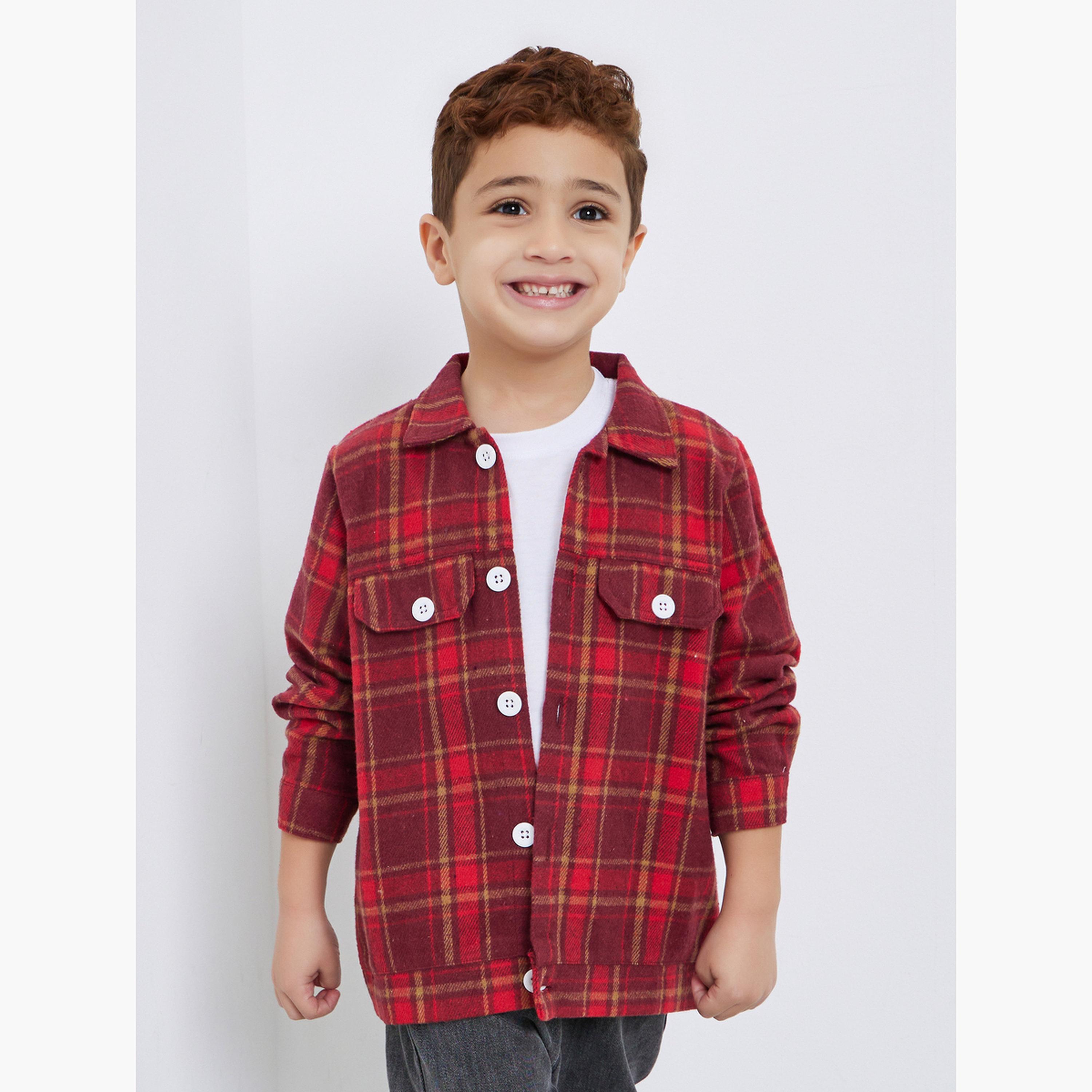Styli Plaid Flannel Double Pocket Shirt-boys-clothing-shirts-image-1