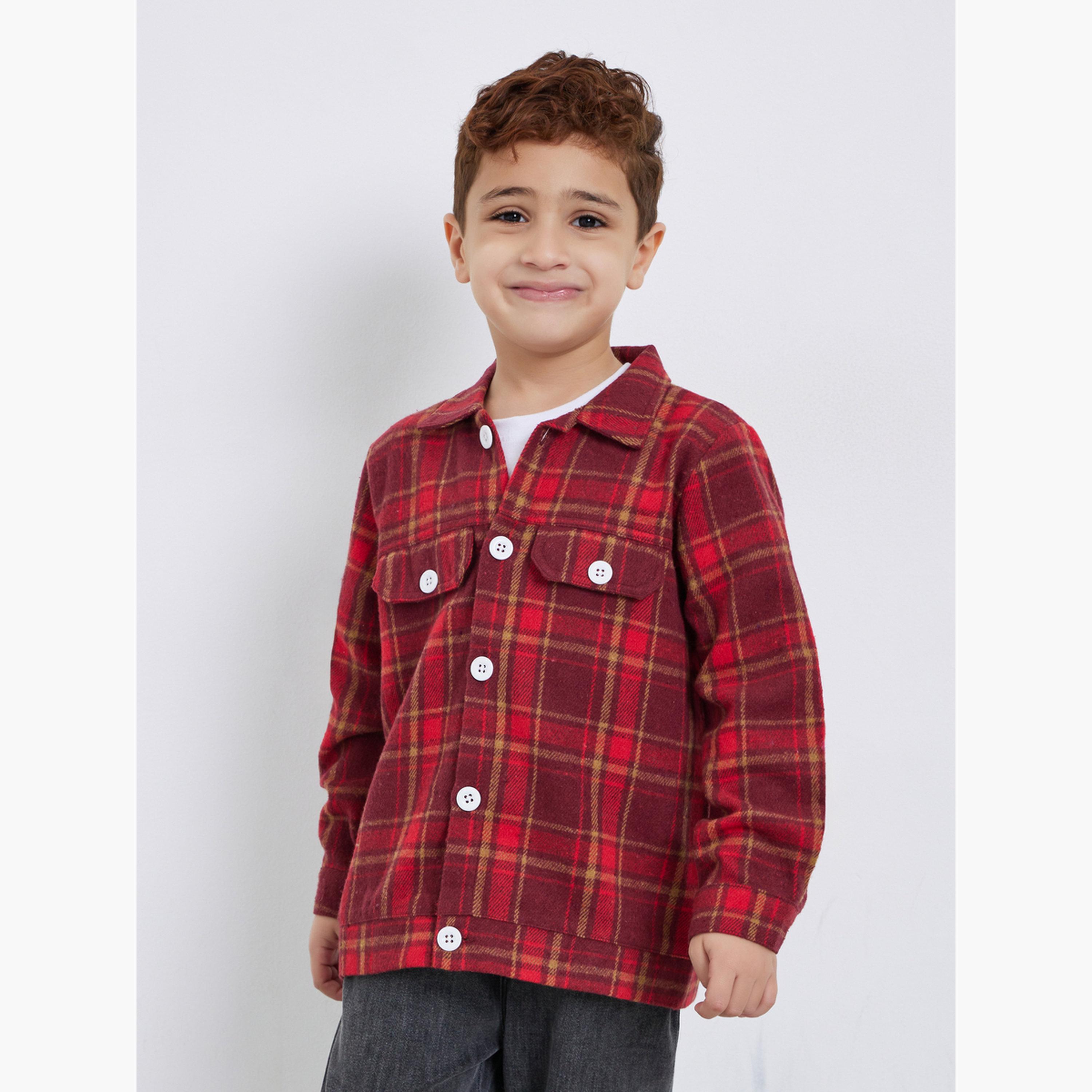 Styli Plaid Flannel Double Pocket Shirt-boys-clothing-shirts-image-3