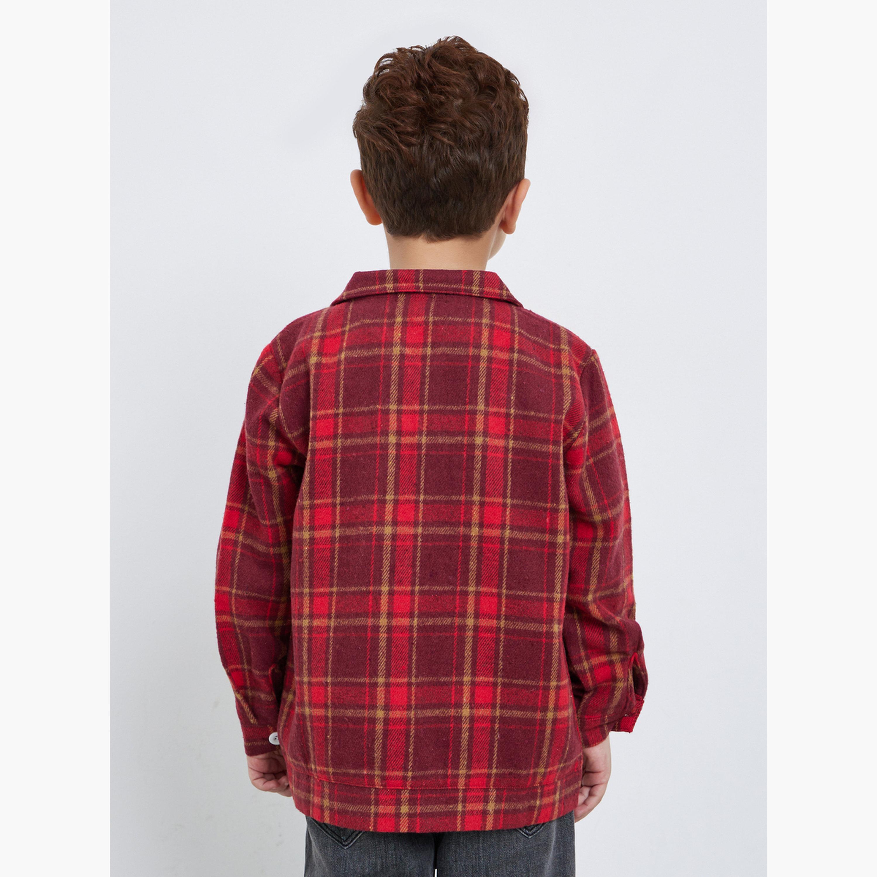 ستايلي - قميص من الفلانيل المنقوش ذو الجيب المزدوج-boys-clothing-shirts-image-4