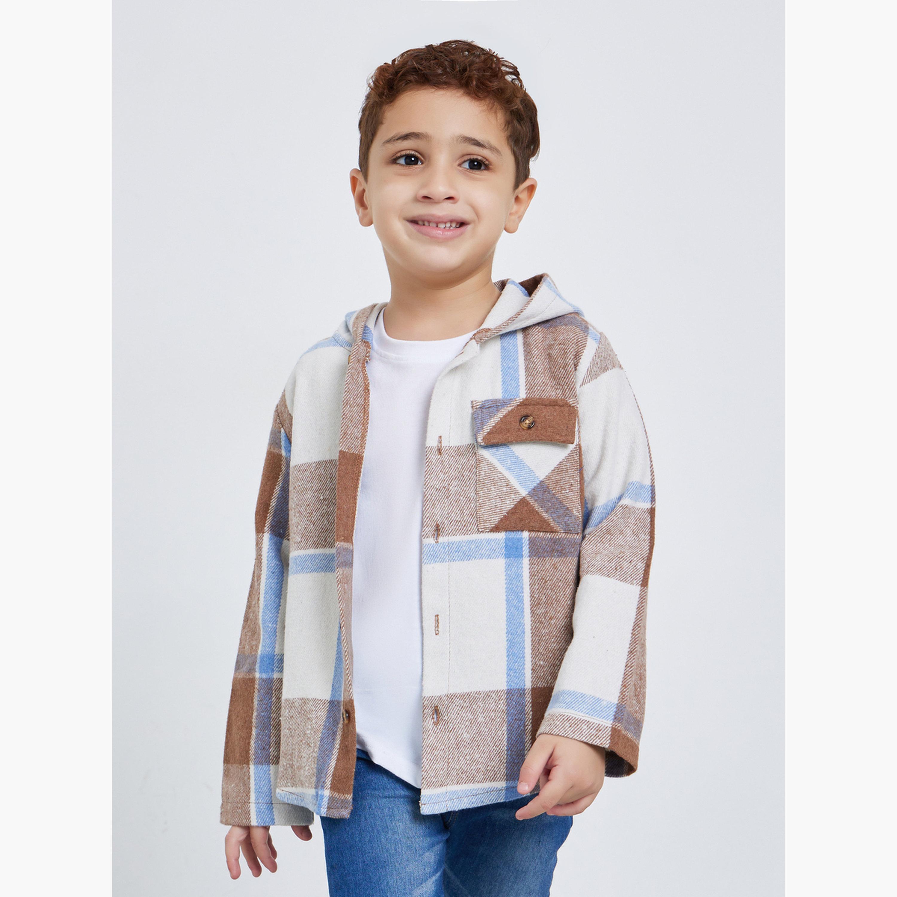 Styli Checked Hooded Shacket-boys-clothing-jacketsandcoats-image-1