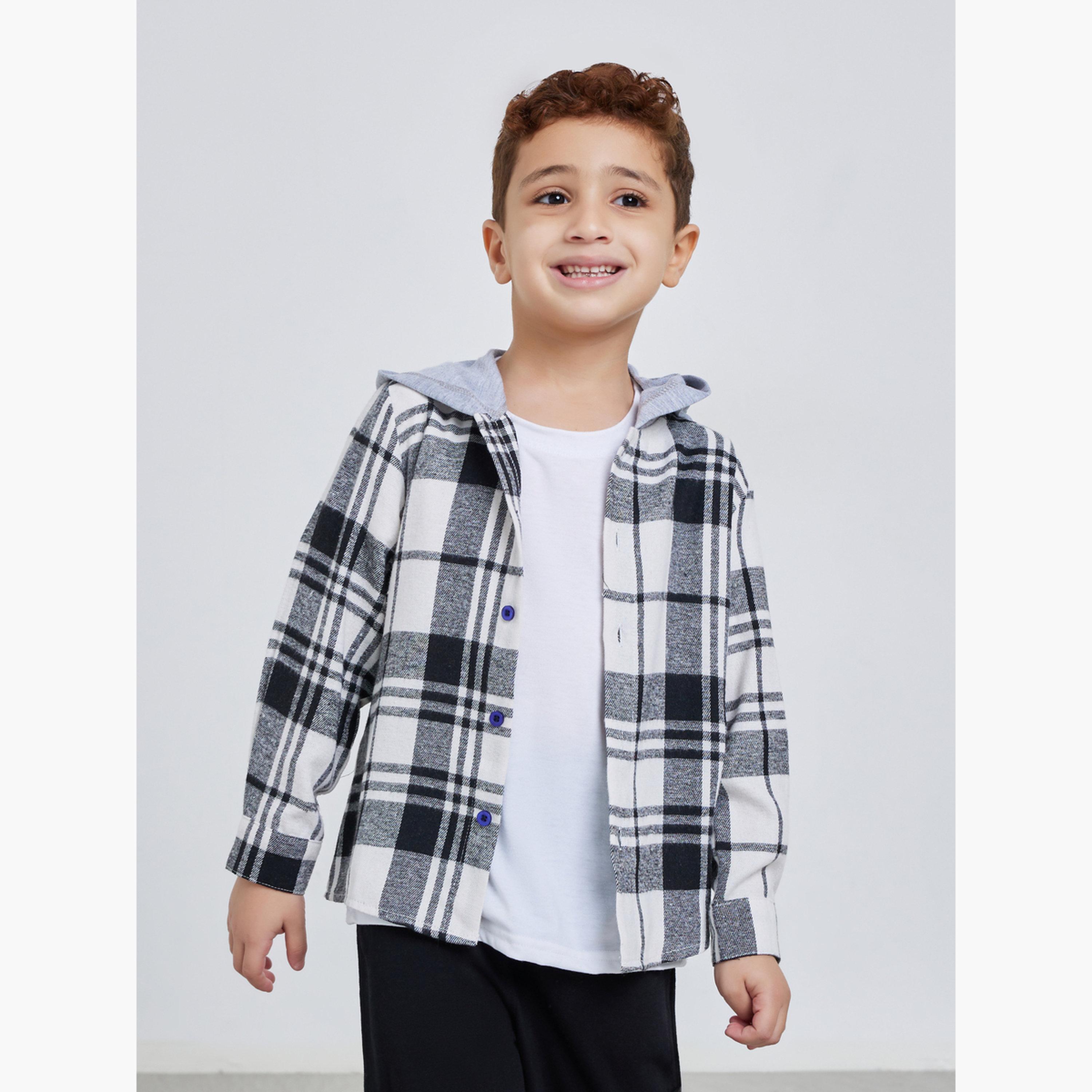 Styli Checked Hooded Shacket-boys-clothing-jacketsandcoats-image-1