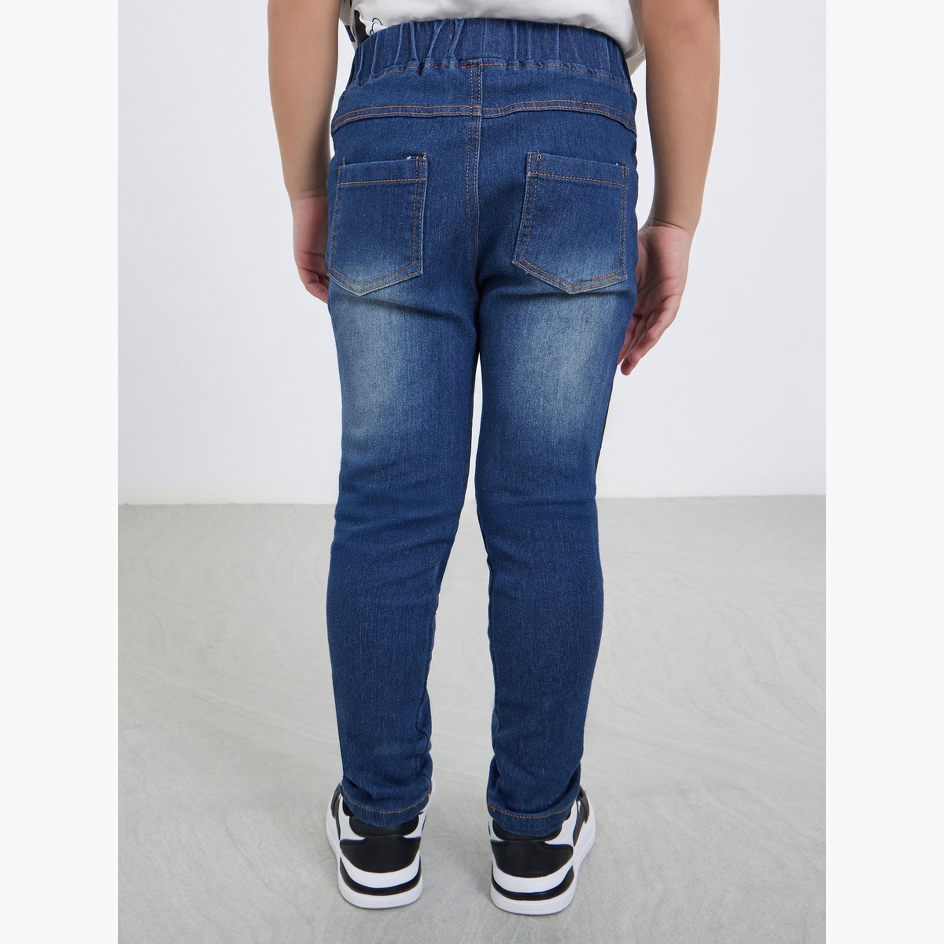 ستايلي - بنطال جينز عادي بخصر مطاطي-boys-clothing-bottoms-jeans-image-4