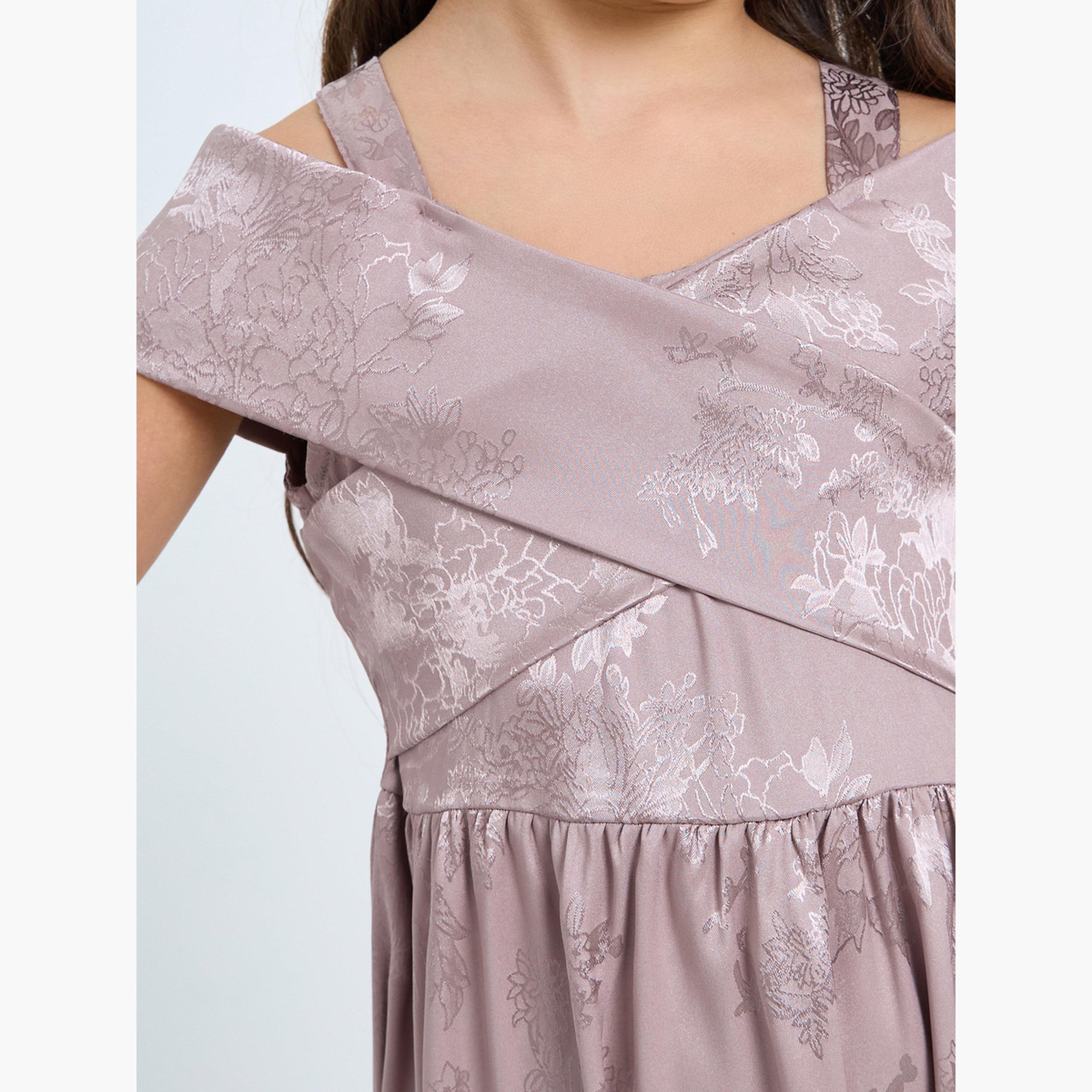 ستايلي - فستان بناتي بنفسجي فاتح تصميم كتف متقاطع-girls-clothing-dressesandjumpsuits-image-5